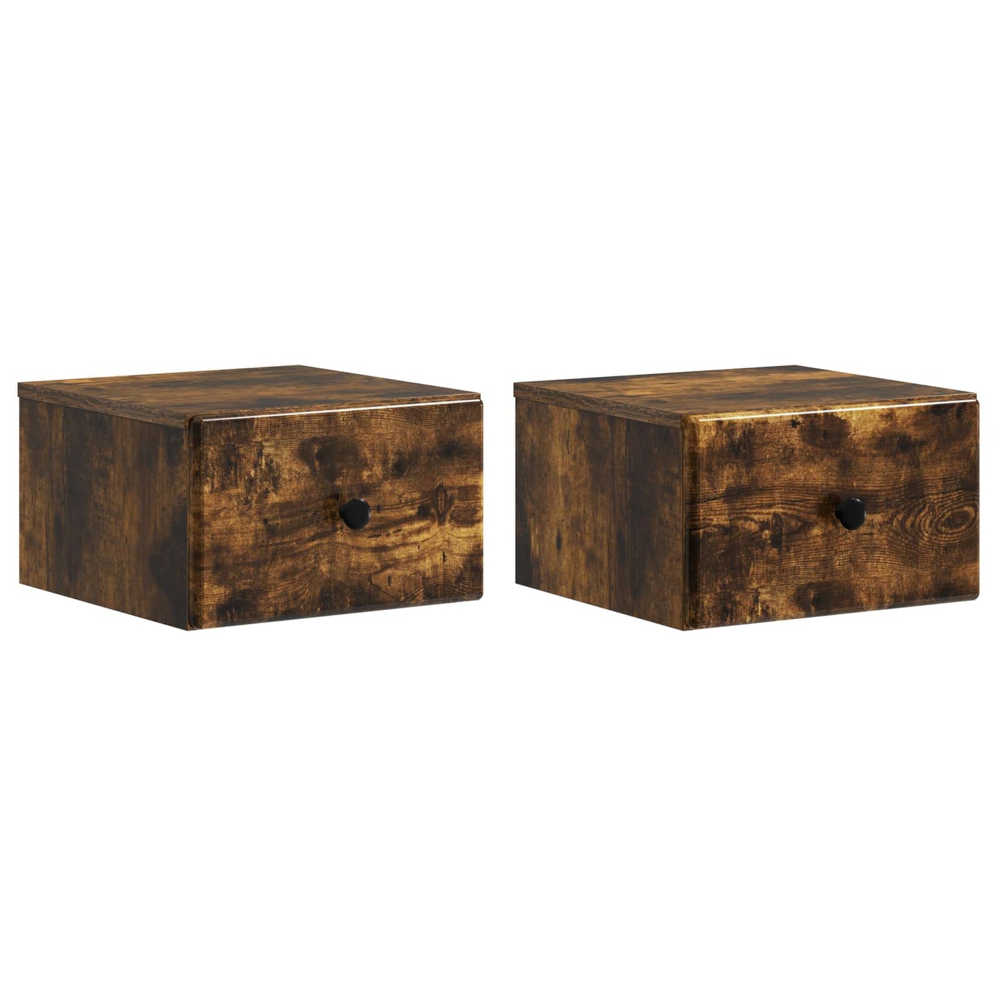 Vegghengt Nattbord med skuff 2 pcs Røkt Eik 34,5 x 33 x 20 cm