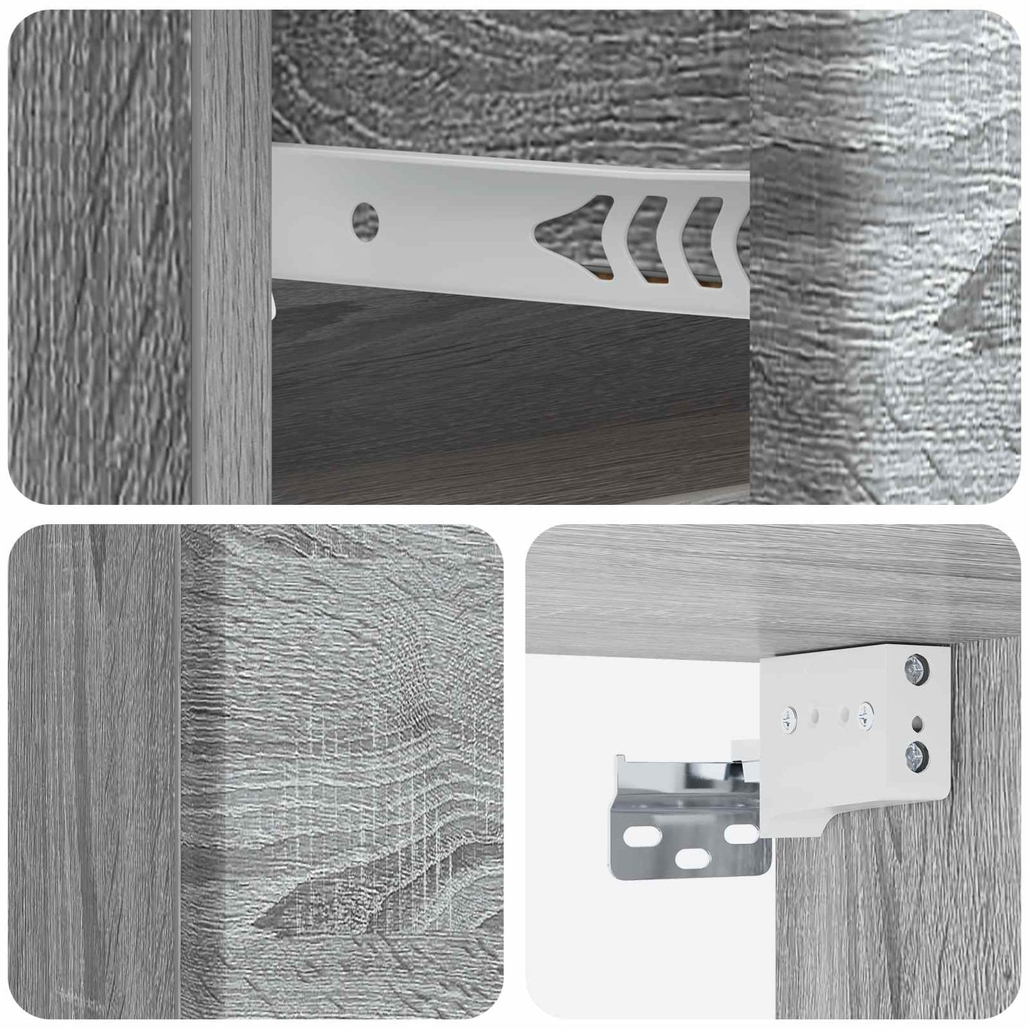 Vegghengt Nattbord med skuff 2 pcs Grå sonoma 34,5 x 33 x 20 cm