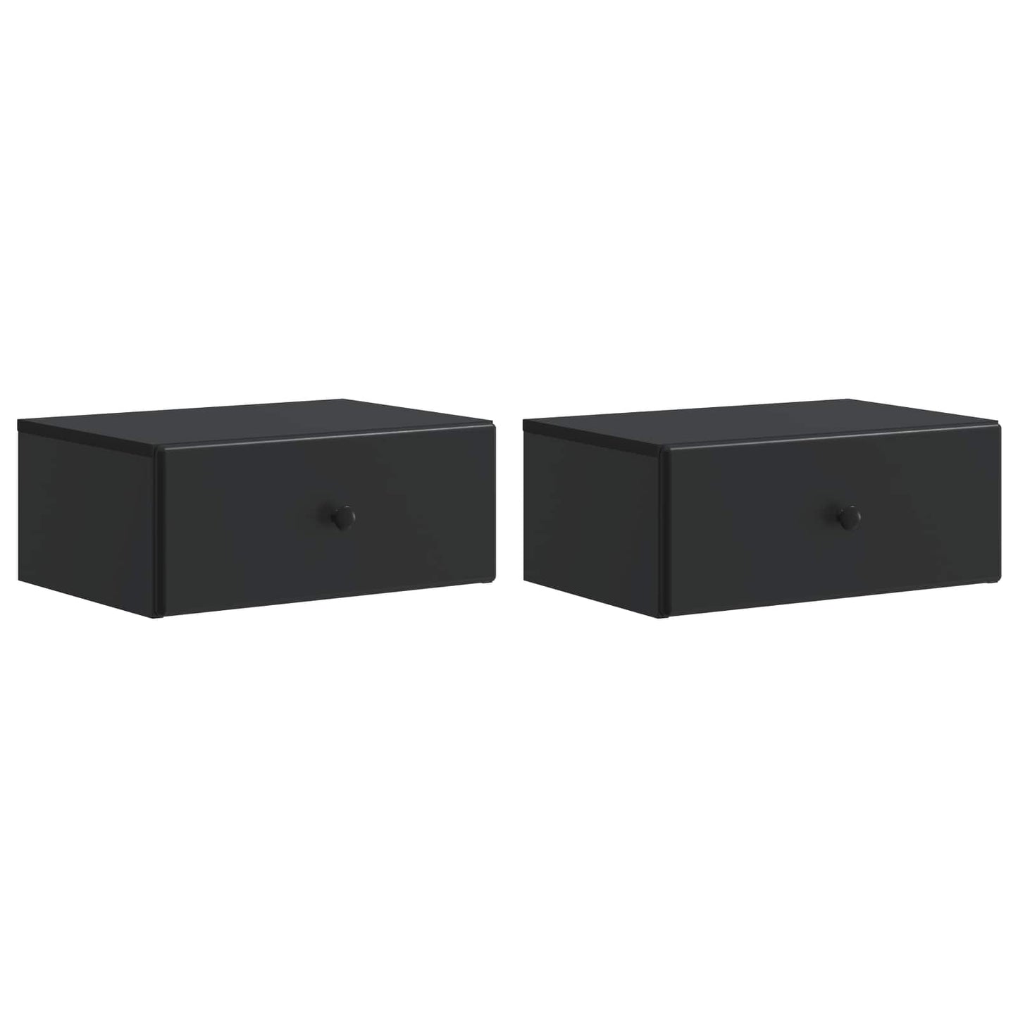 Vegghengt Nattbord 2 pcs Svart 49 x 34,5 x 20 cm Konstruert tre