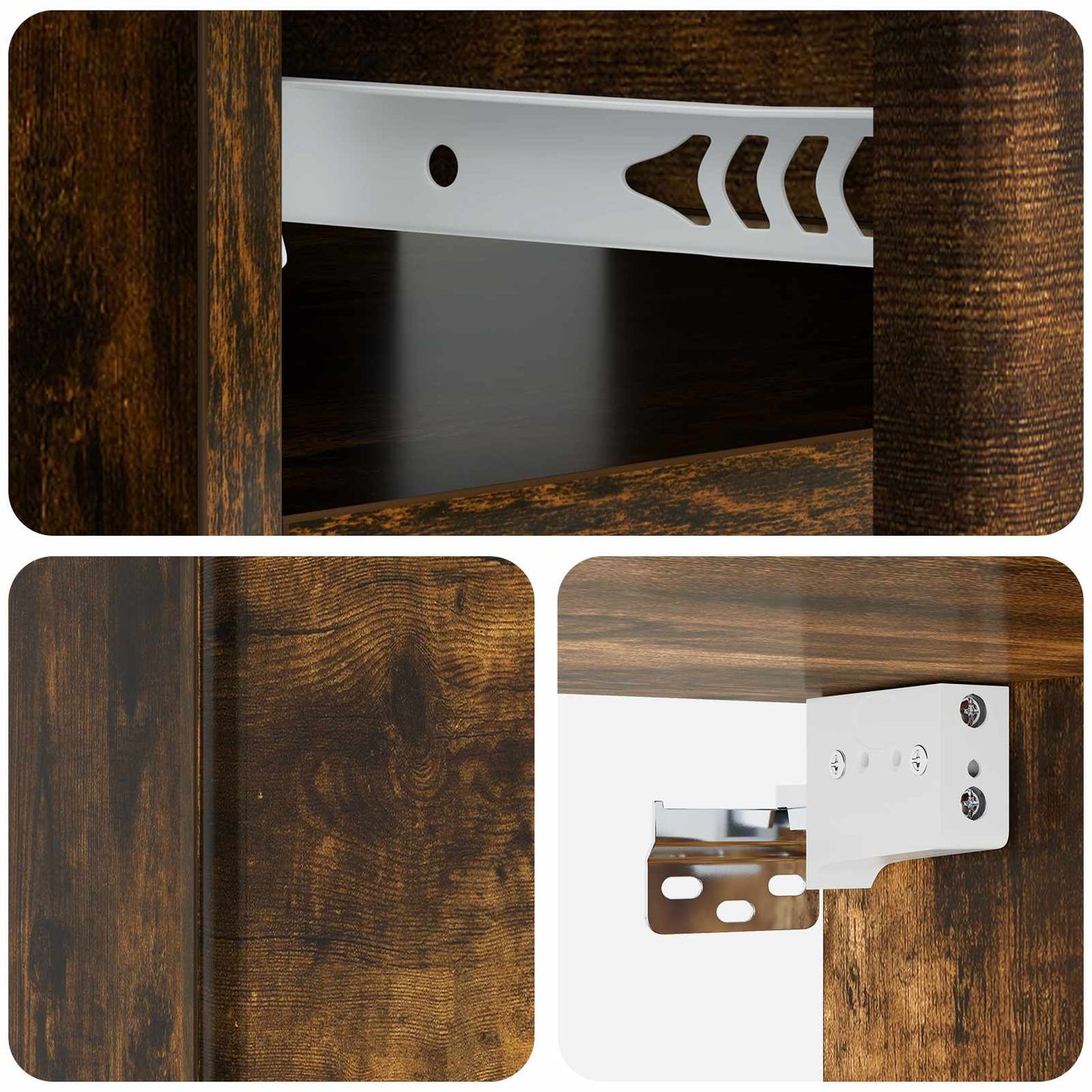 Vegghengt Nattbord Røkt Eik 49 x 34,5 x 20 cm Konstruert tre