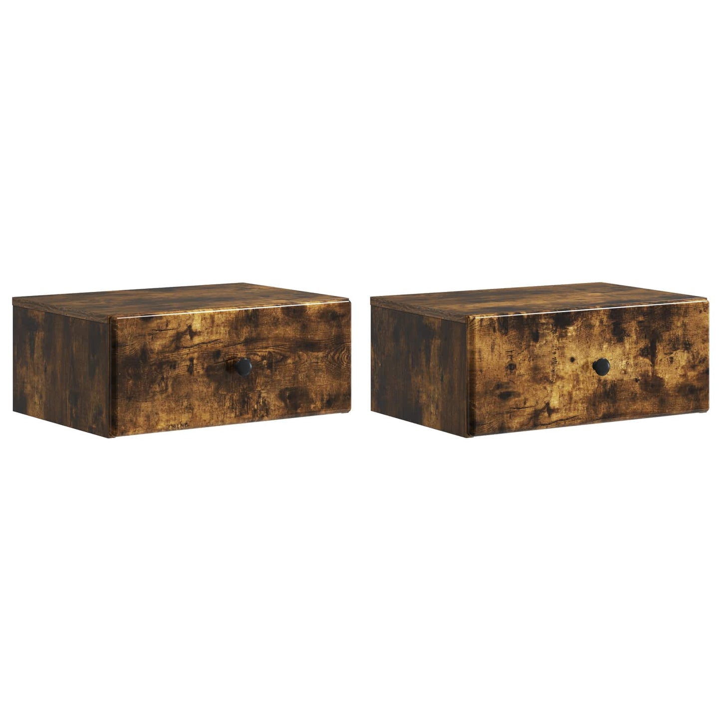 Vegghengt Nattbord med skuff 2 pcs Røkt Eik 49 x 34,5 x 20 cm