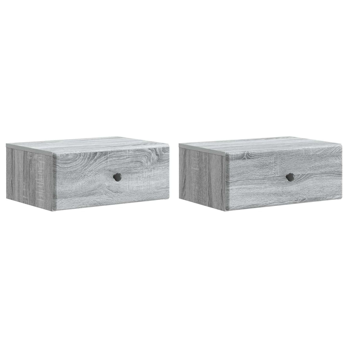 Vegghengt Nattbord med skuff 2 pcs Grå sonoma 49 x 34,5 x 20 cm