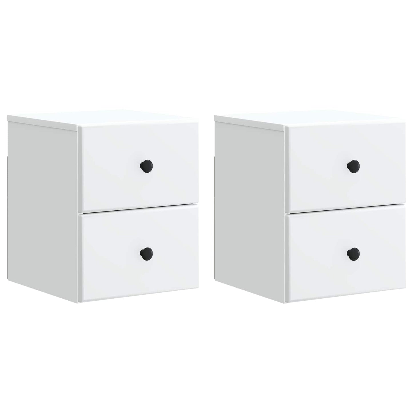 Vegghengt Nattbord 2 pcs Hvit 34,5 x 33 x 40 cm Konstruert tre