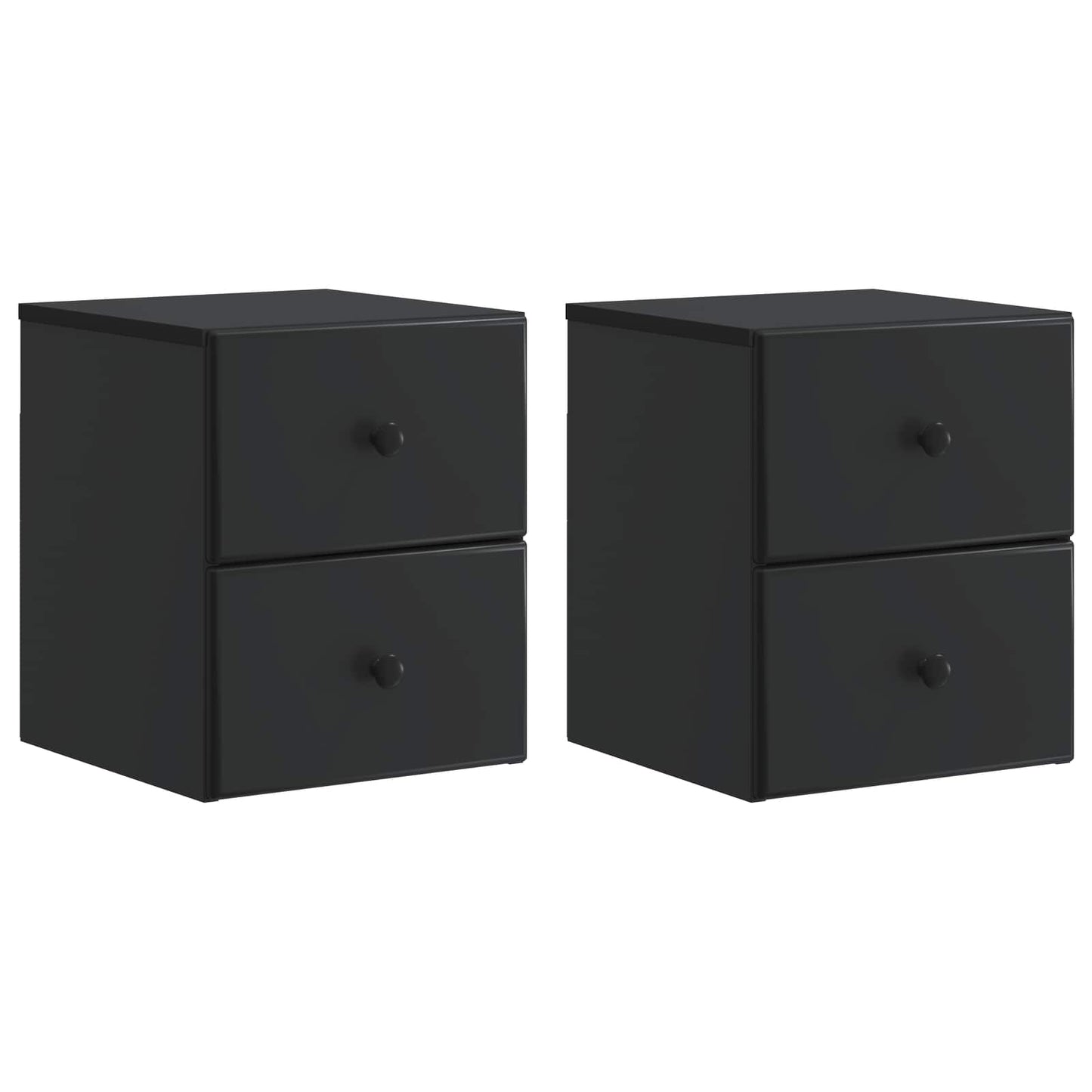 Vegghengt Nattbord 2 pcs Svart 34,5 x 33 x 40 cm Konstruert tre