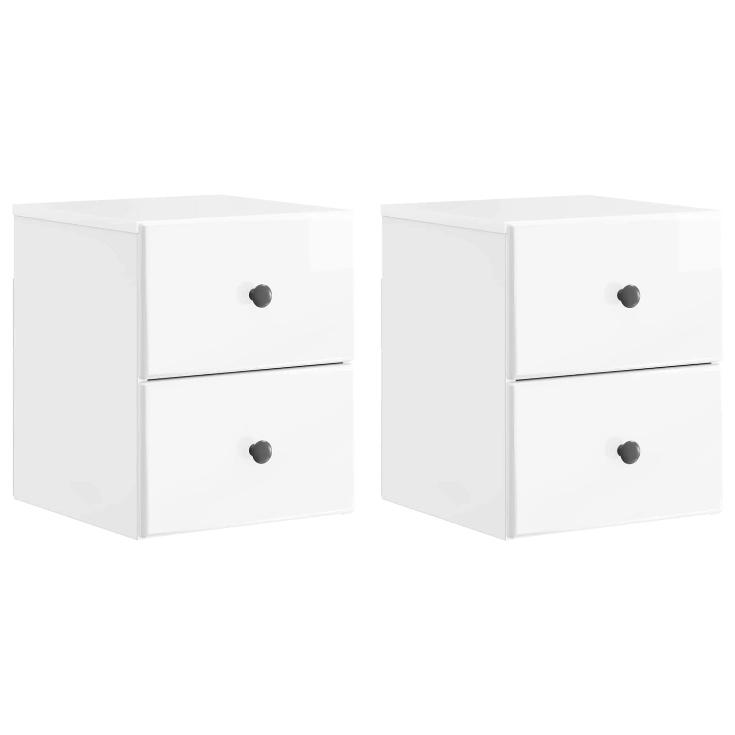 Vegghengt Nattbord 2 pcs Høgglans hvit 34,5 x 33 x 40 cm