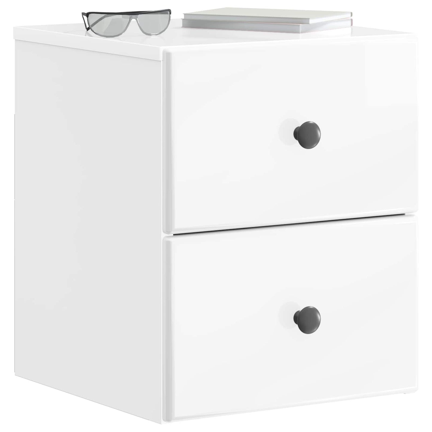 Vegghengt Nattbord 2 pcs Høgglans hvit 34,5 x 33 x 40 cm