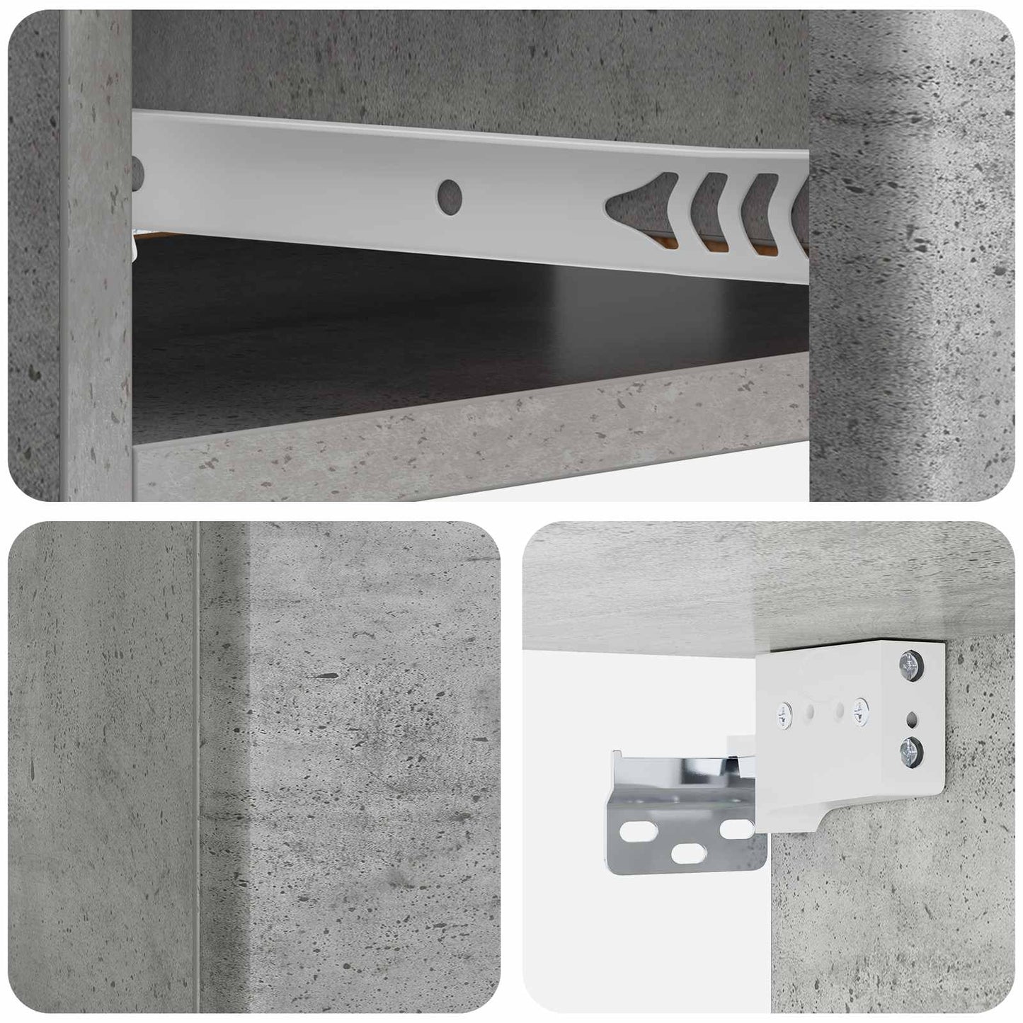 Vegghengt Sidebord Betonggrå 59 x 34,5 x 17 cm Konstruert tre