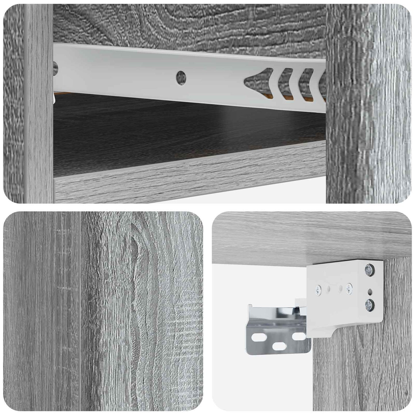 Vegghengt Sidebord Grå sonoma 59 x 34,5 x 17 cm Konstruert tre