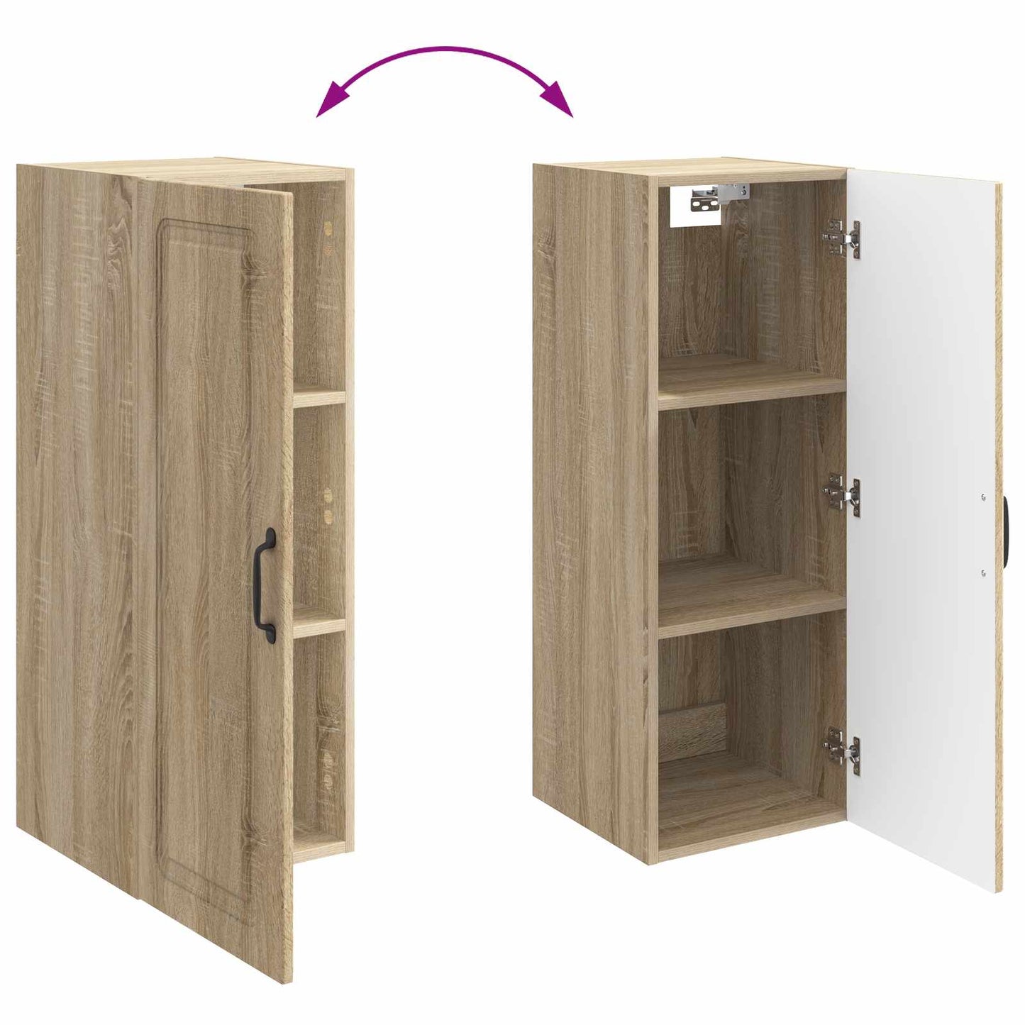 Vegghengt skap Sonoma eik 33 x 34,5 x 90 cm Konstruert tre
