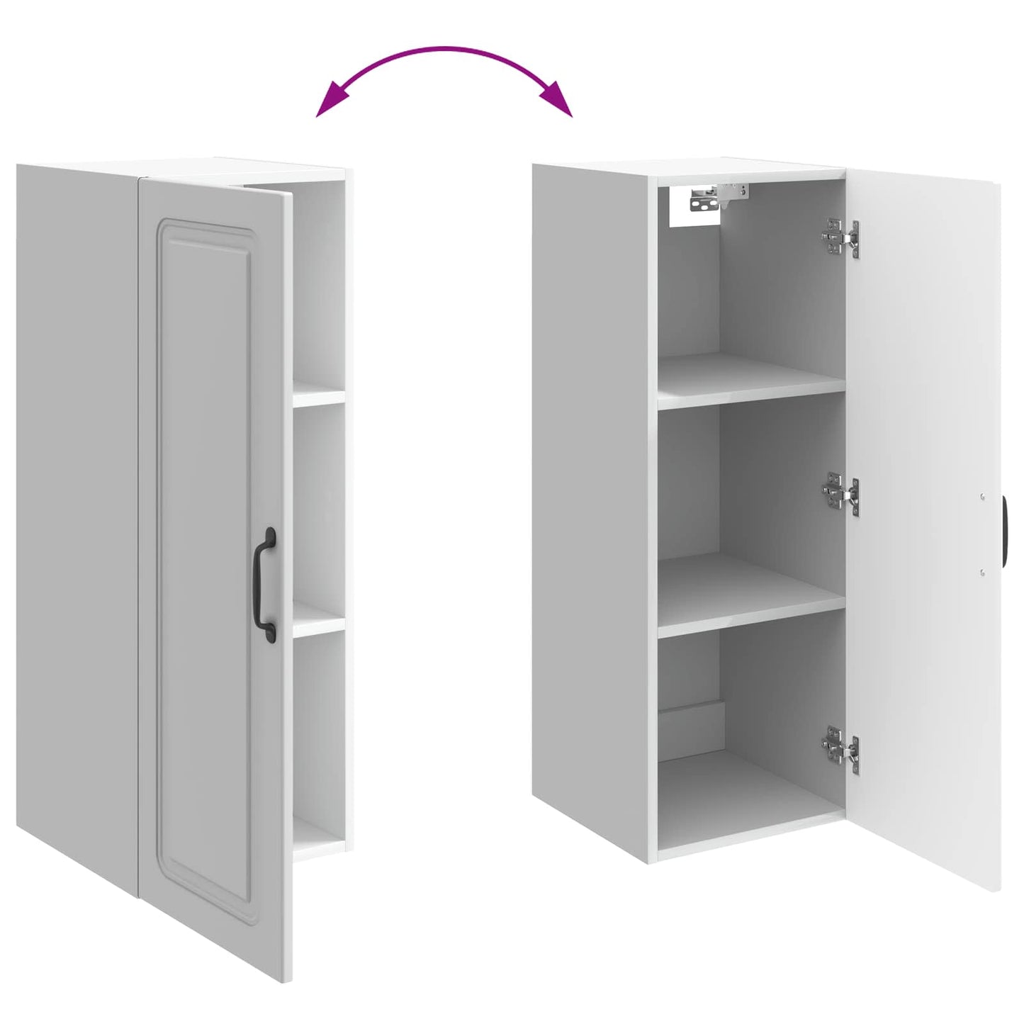 Vegghengt skap Høgglans hvit 33 x 34,5 x 90 cm Konstruert tre