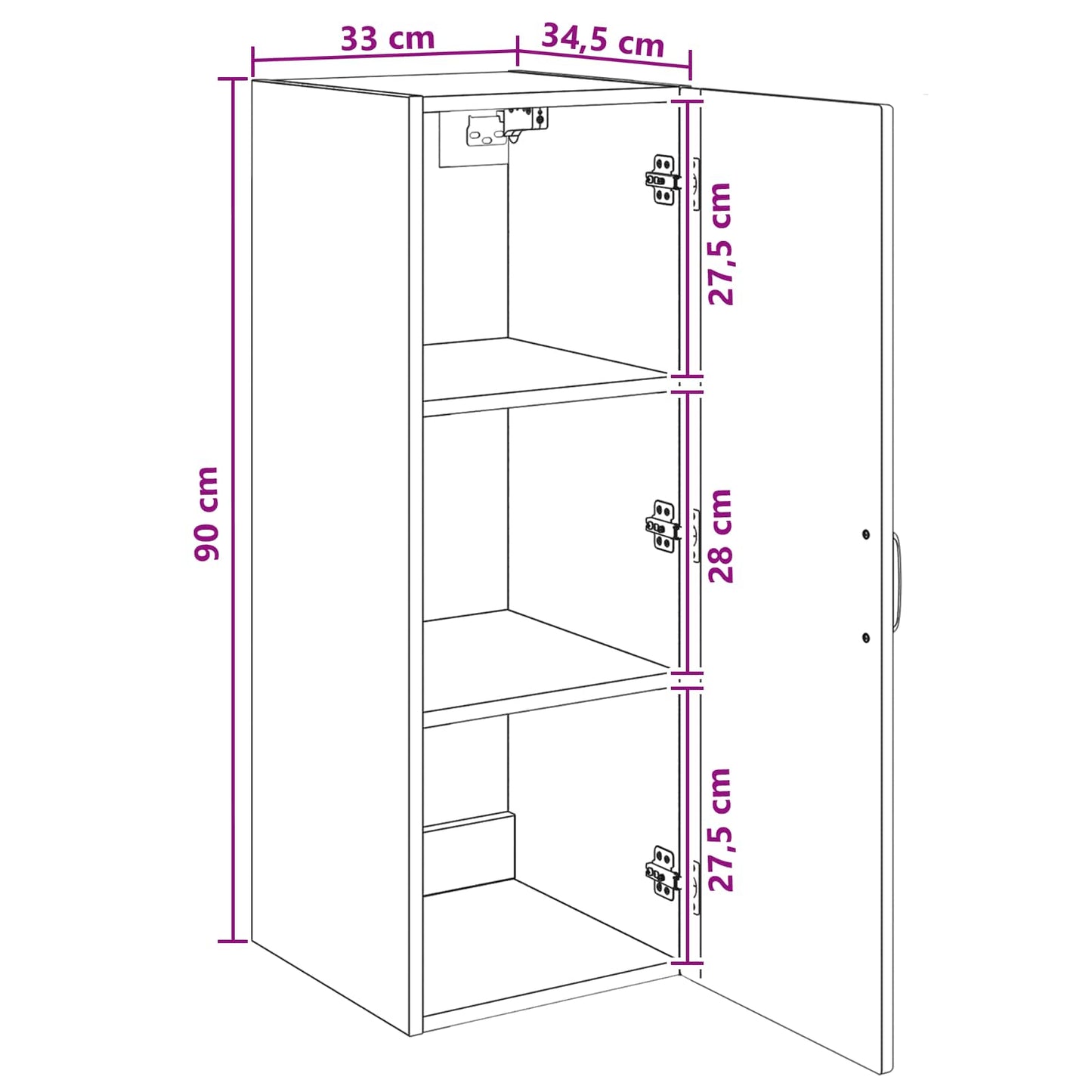 Vegghengt skap 33 x 34,5 x 90 cm Konstruert tre Artisan eik