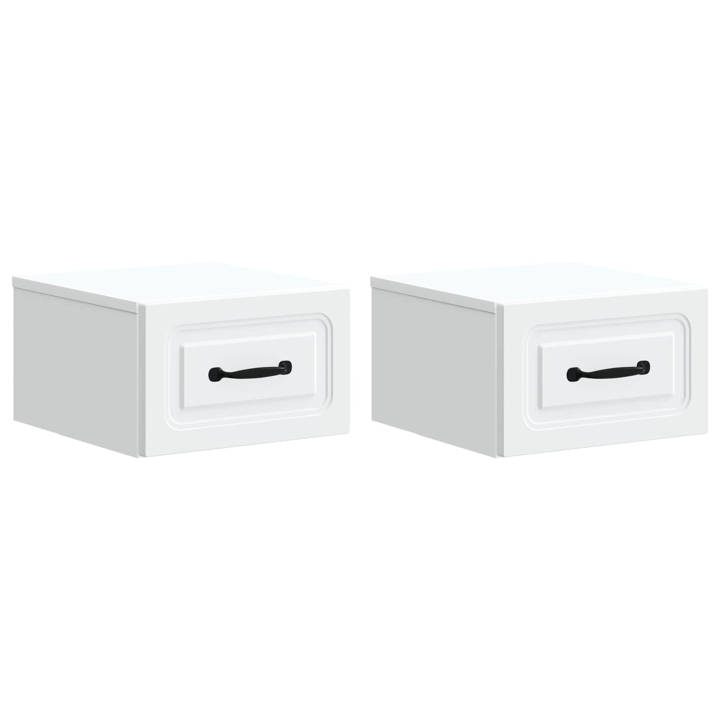 Vegghengt Nattbord 2 pcs Hvit 34,5 x 33 x 20 cm Konstruert tre