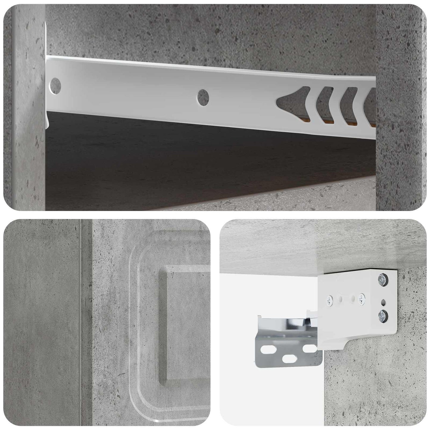 Vegghengt Nattbord Betonggrå 34,5 x 33 x 20 cm Konstruert tre