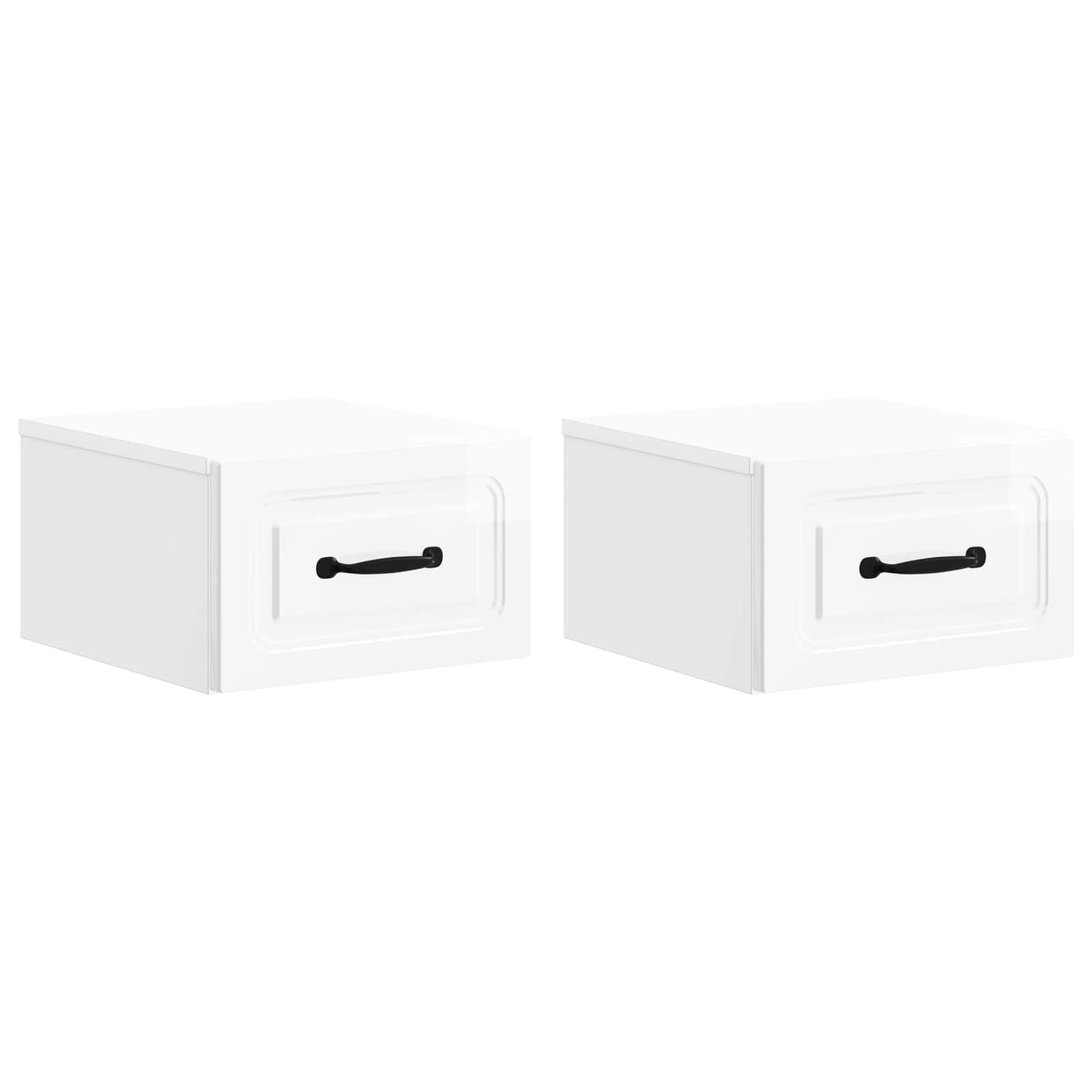 Vegghengt Nattbord 2 pcs Høgglans hvit 34,5 x 33 x 20 cm