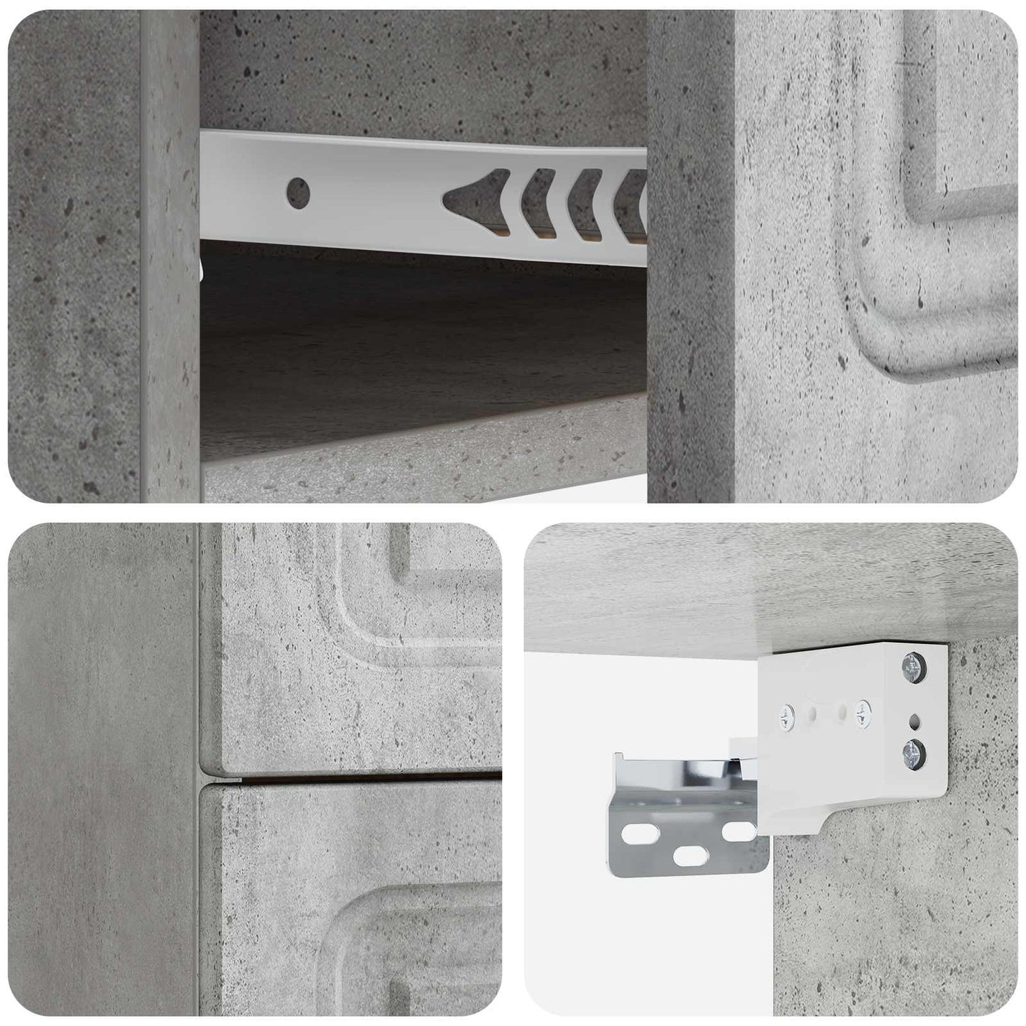 Vegghengt Nattbord Betonggrå 34,5 x 33 x 40 cm Konstruert tre