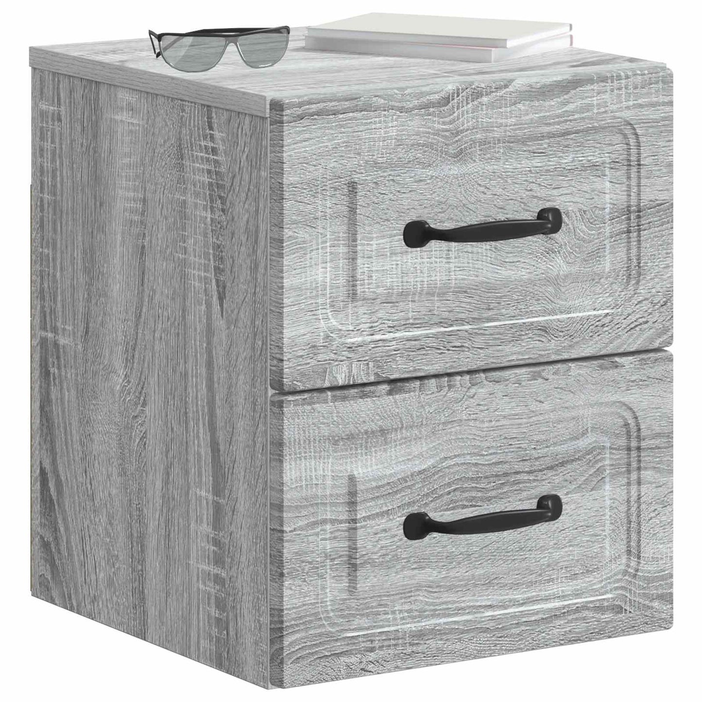 Vegghengt Nattbord med skuff 2 pcs Grå sonoma 34,5 x 33 x 40 cm