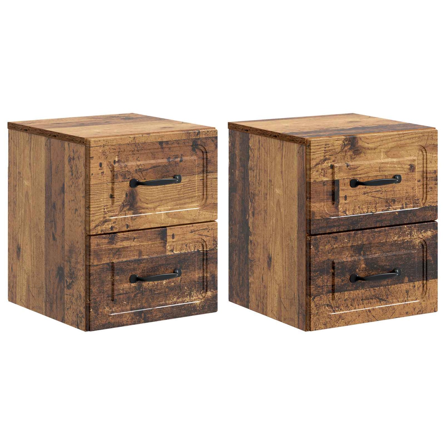 Vegghengt Nattbord 2 pcs Gammelt tre 34,5 x 33 x 40 cm