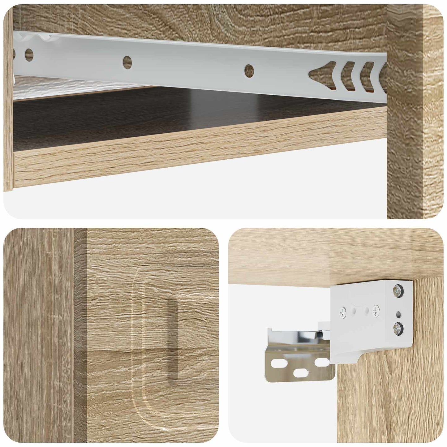 Vegghengt Sidebord Sonoma eik 59 x 34,5 x 17 cm Konstruert tre