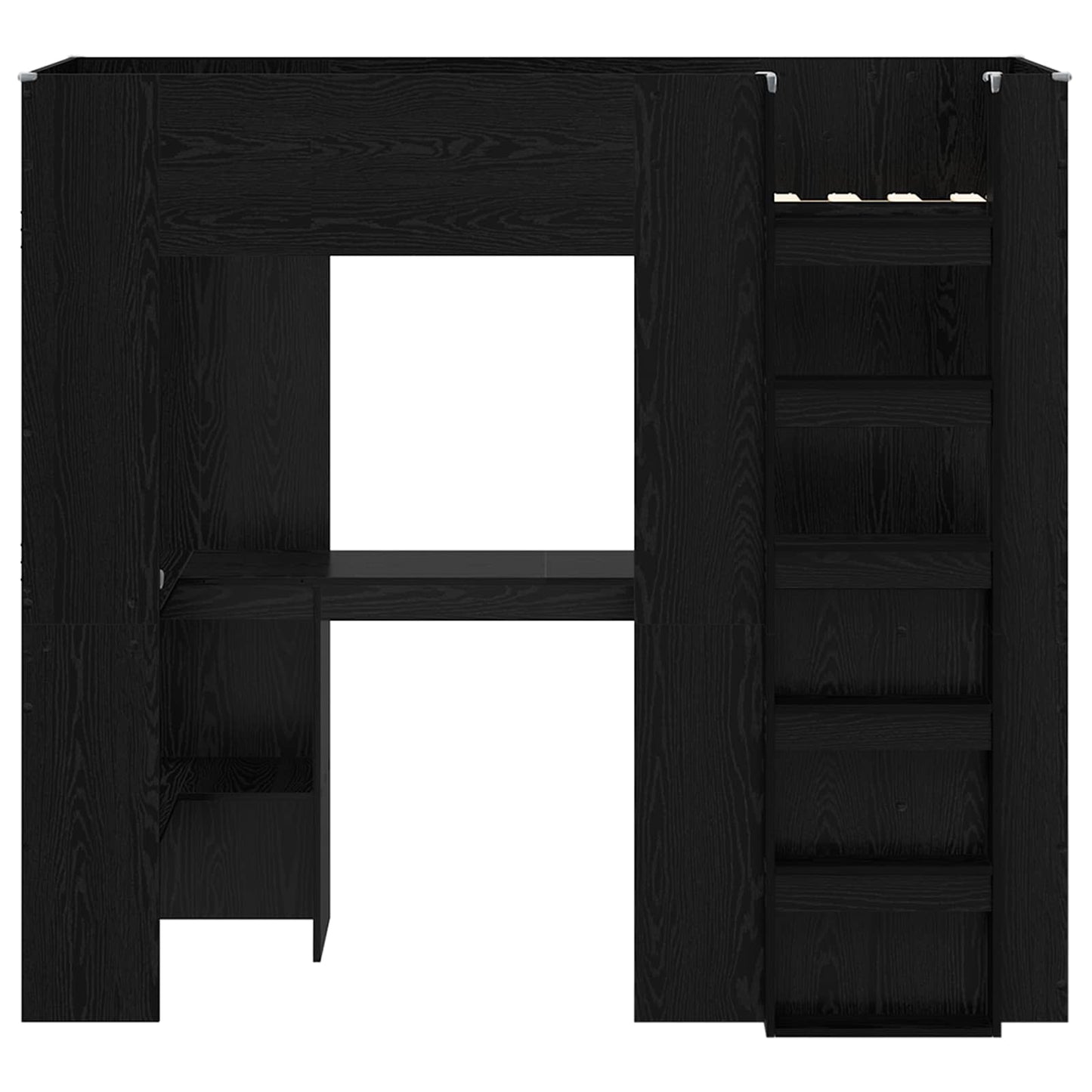 Loft seng ramme med skrivebord Svart Eik 75 x 190 cm