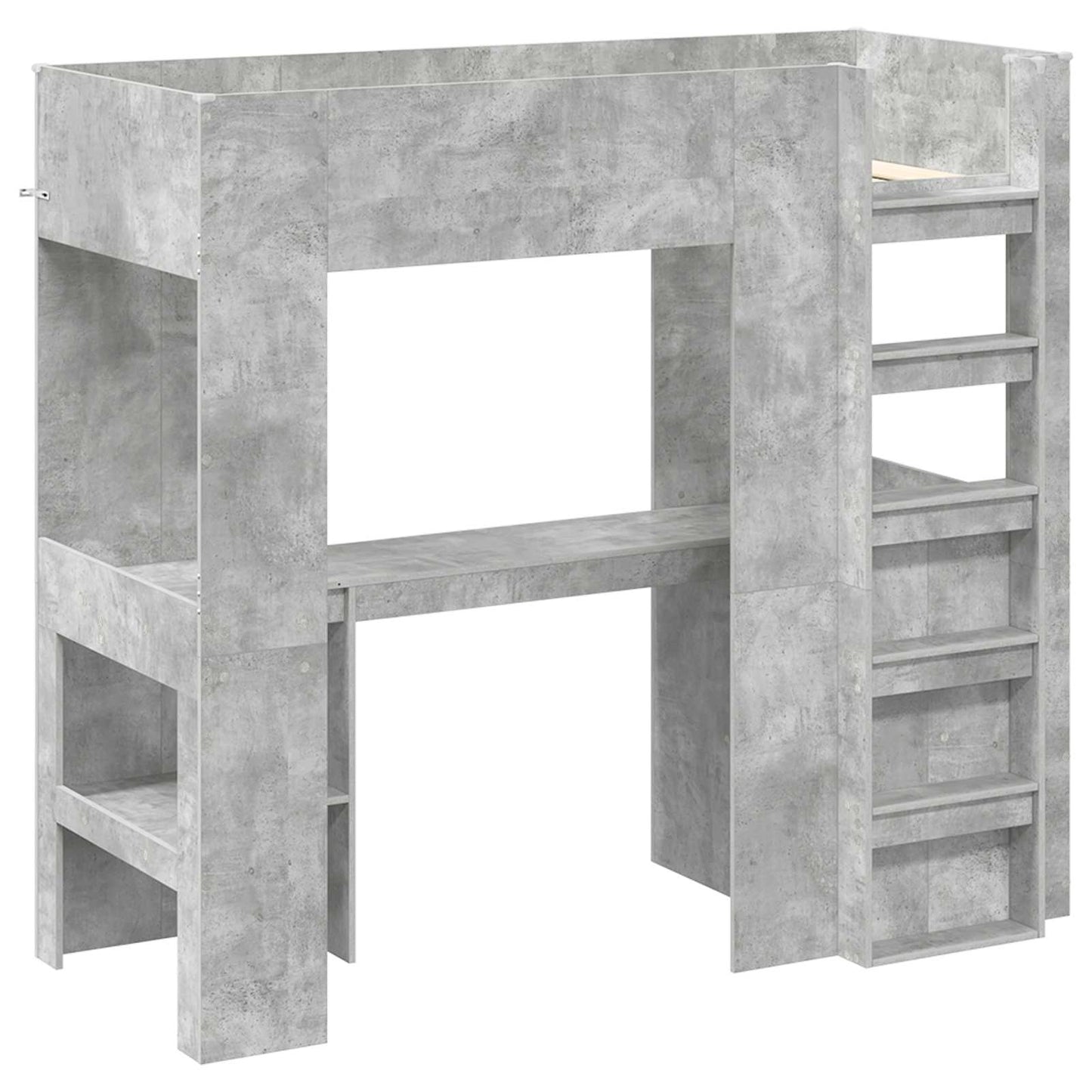 Loft seng ramme med skrivebord Betonggrå 75 x 190 cm