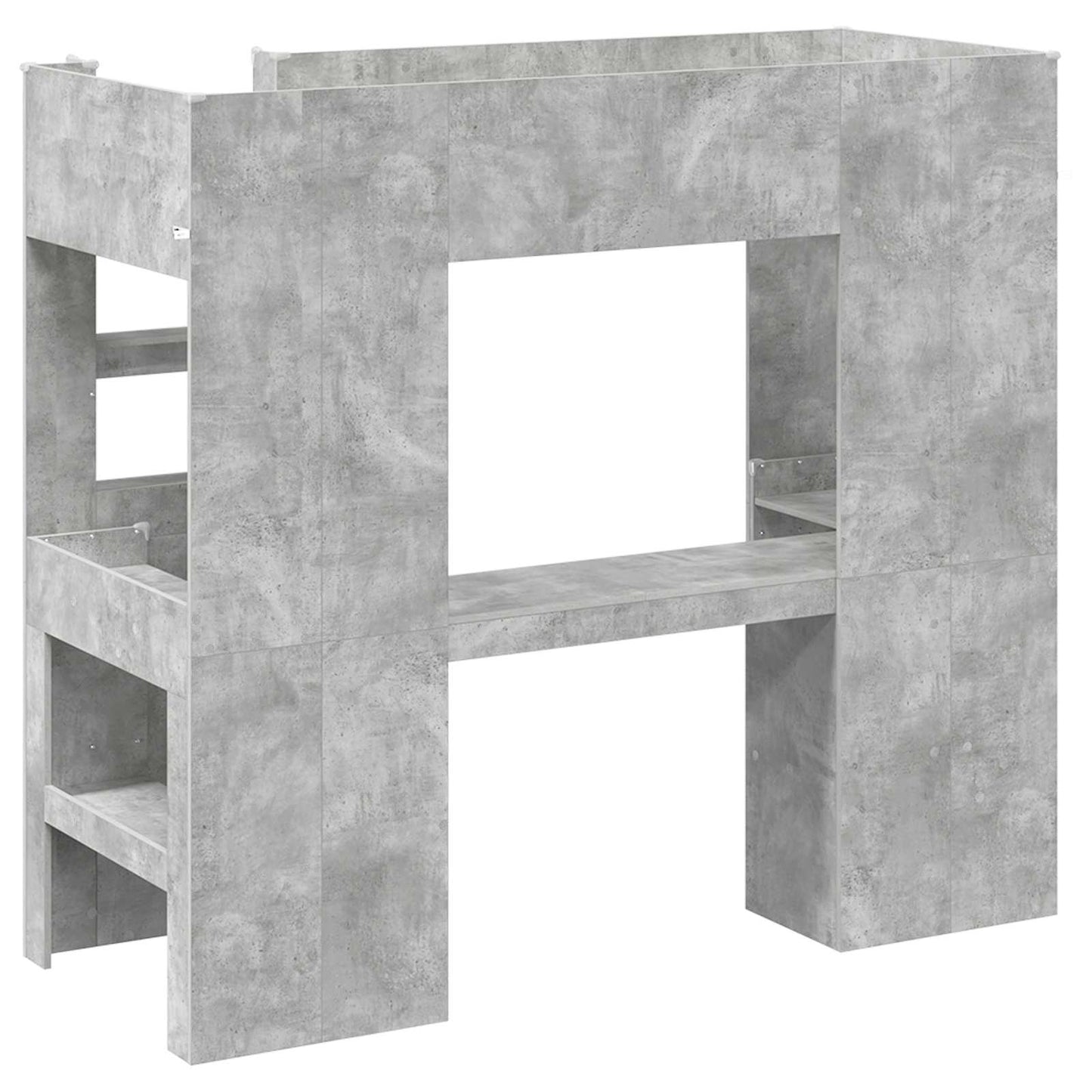 Loft seng ramme med skrivebord Betonggrå 75 x 190 cm
