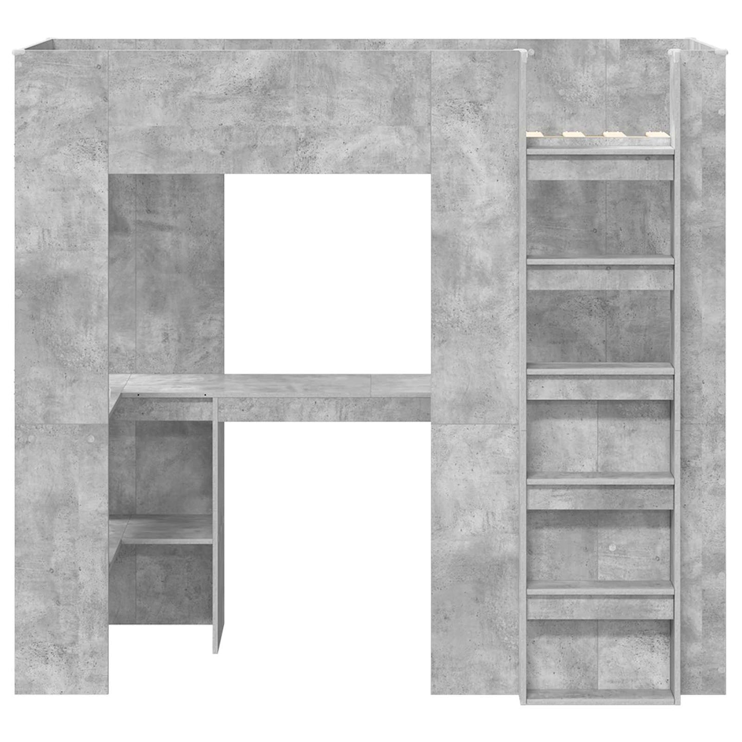 Loft seng ramme med skrivebord Betonggrå 75 x 190 cm