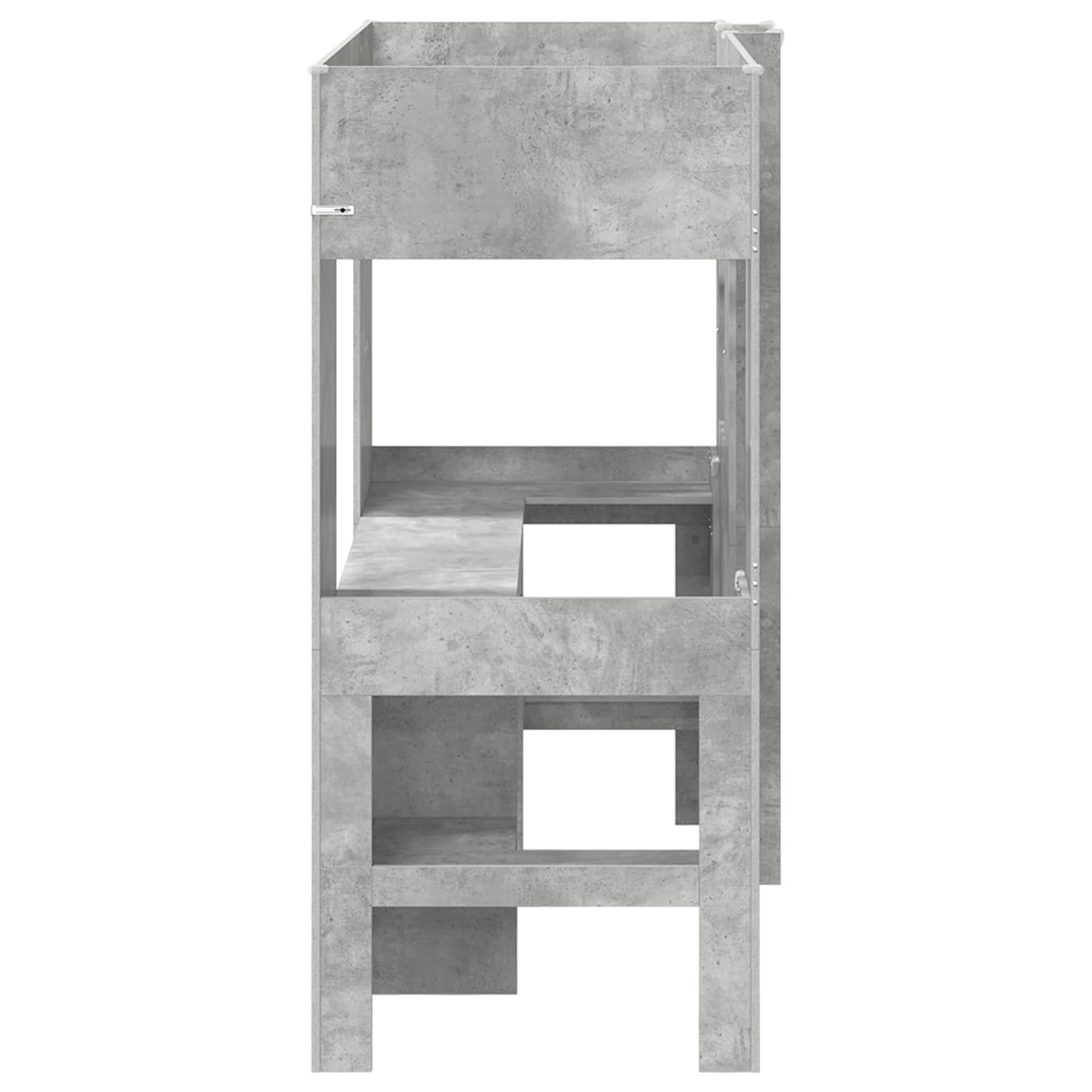Loft seng ramme med skrivebord Betonggrå 75 x 190 cm