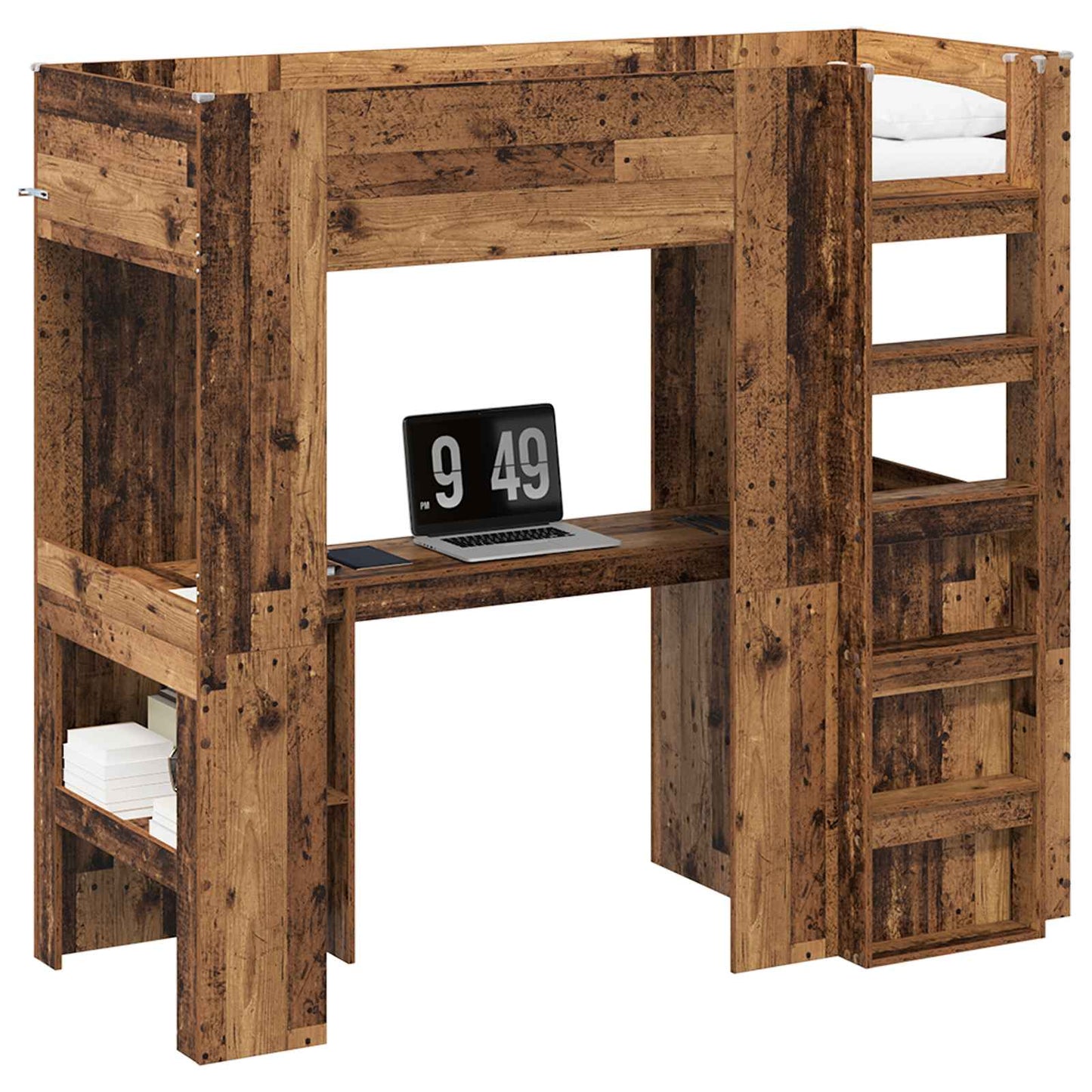 Loft seng ramme med skrivebord Gammelt tre 75 x 190 cm