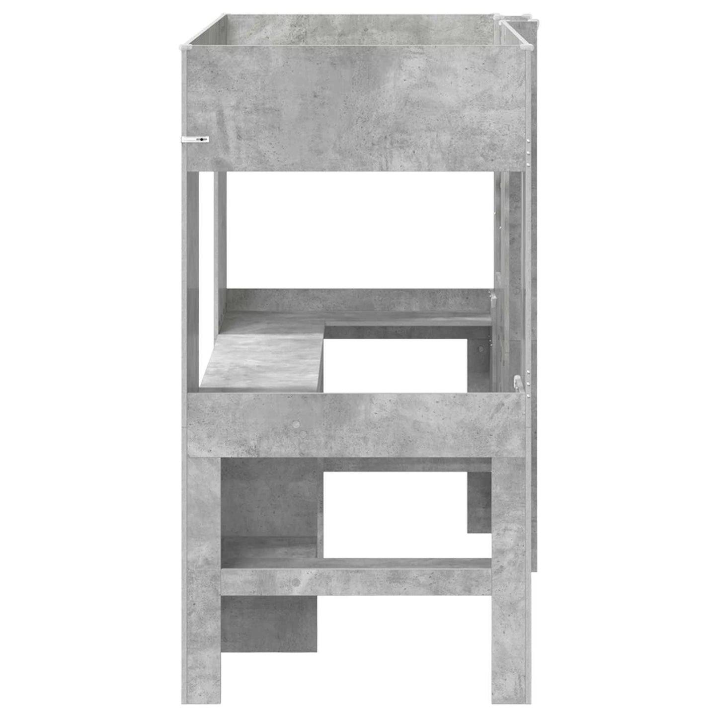 Loft seng ramme med skrivebord Betonggrå 90 x 190 cm