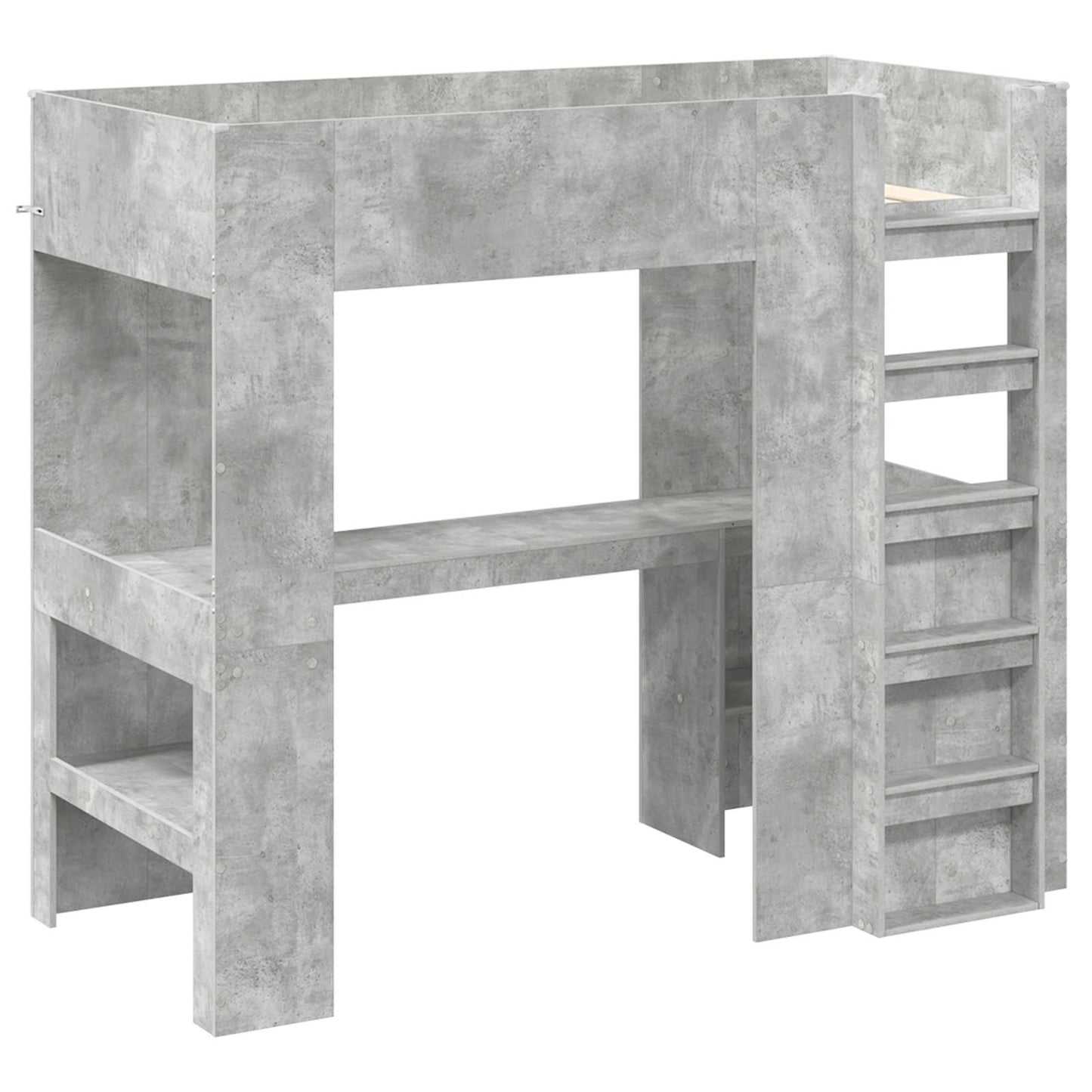 Loft seng ramme med skrivebord Betonggrå 100 x 200 cm