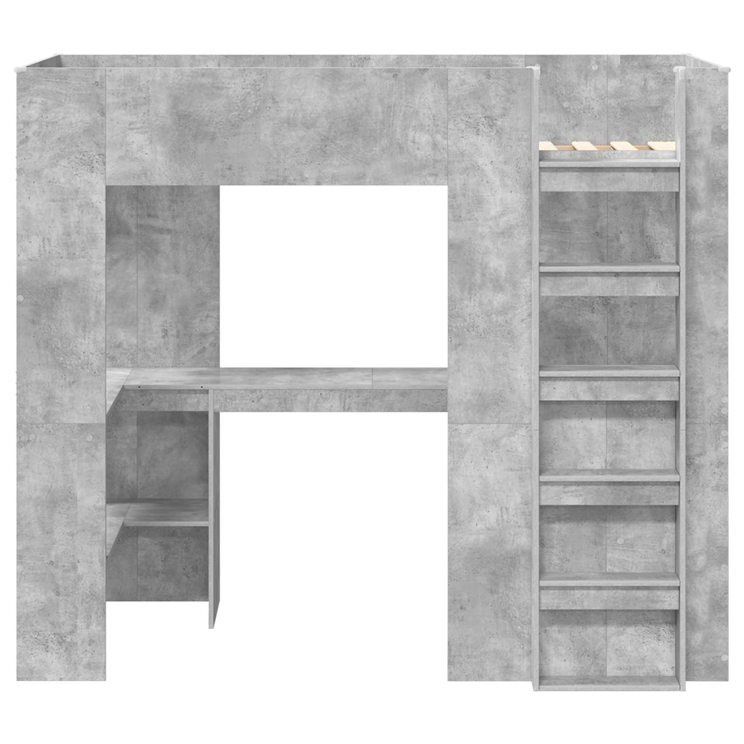 Loft seng ramme med skrivebord Betonggrå 100 x 200 cm