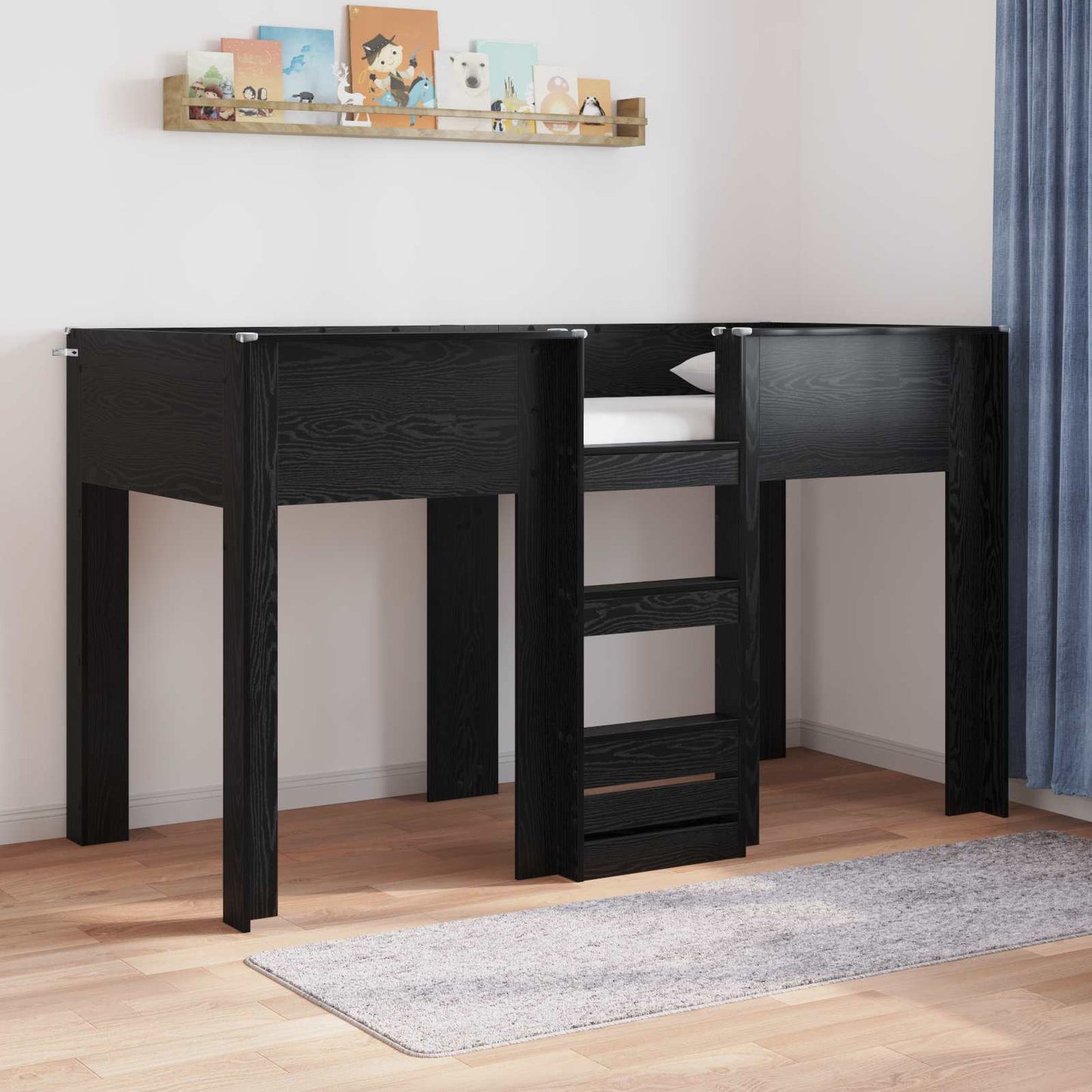 Køyeseng for Barn Svart Eik 75 x 190 cm Konstruert tre