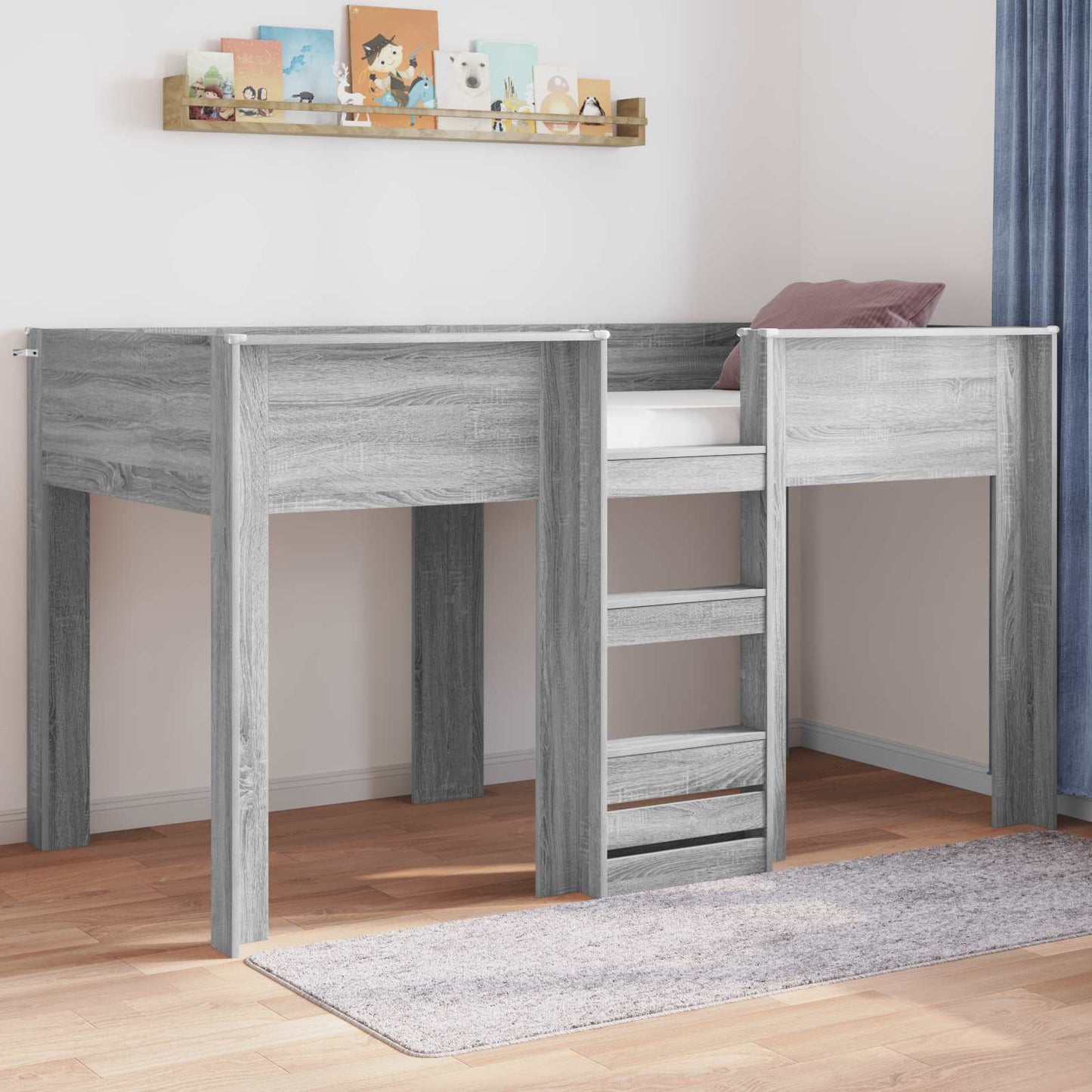Køyeseng for Barn Grå Sonoma 100 x 200 cm Konstruert tre vidaXL