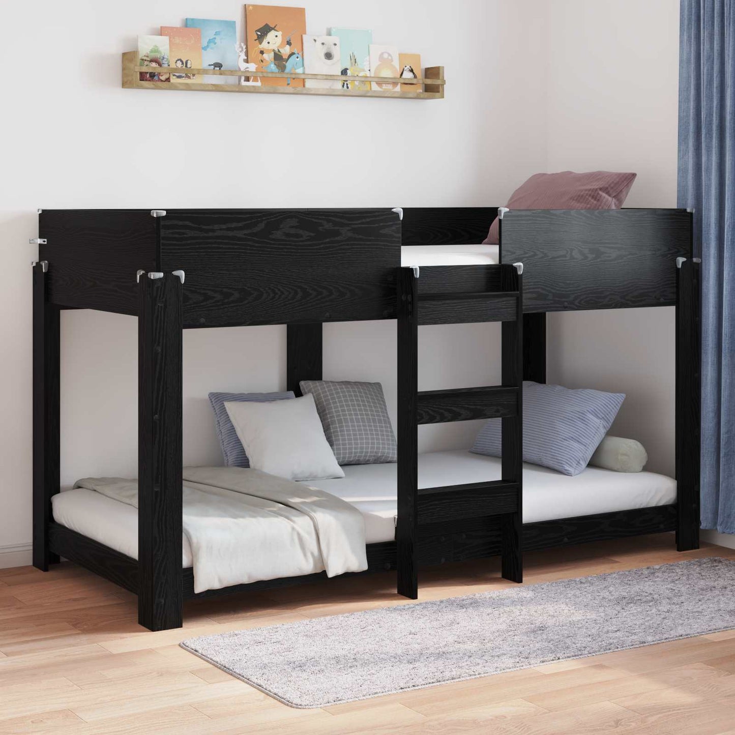 Køyeseng for Barn Svart Eik 80 x 200 cm Konstruert tre