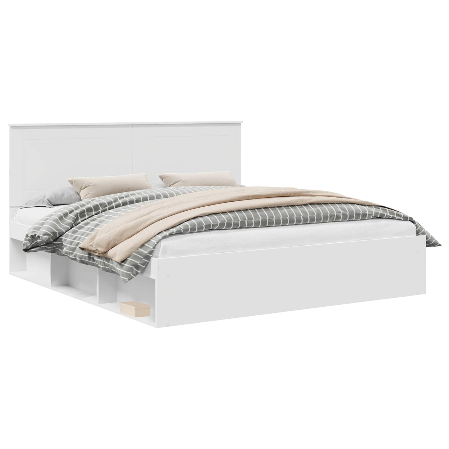 Sengestamme med hodegjerde Hvit 180 x 200 cm Massiv furu