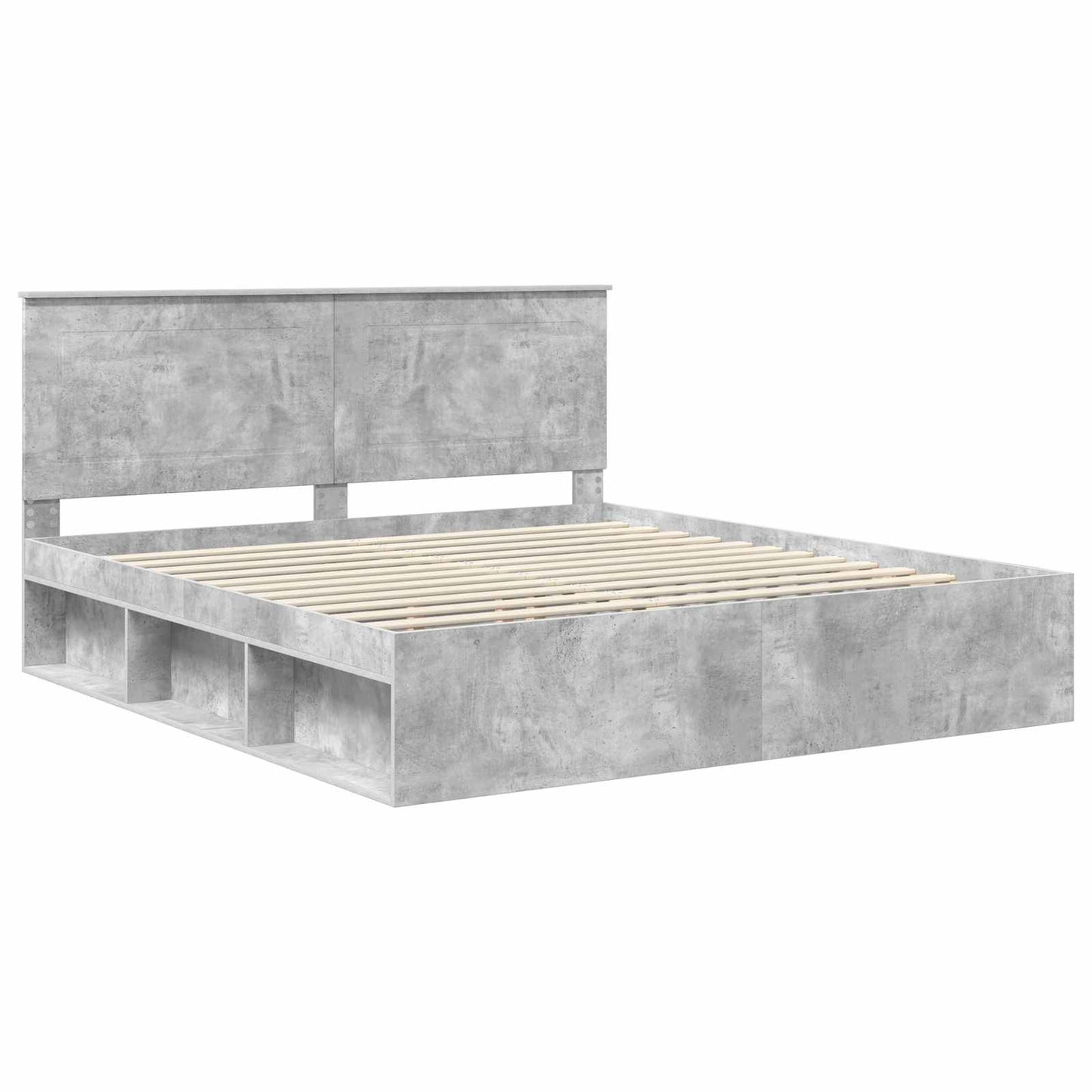 Sengestamme med hodegjerde Betong 180 x 200 cm Massiv furu