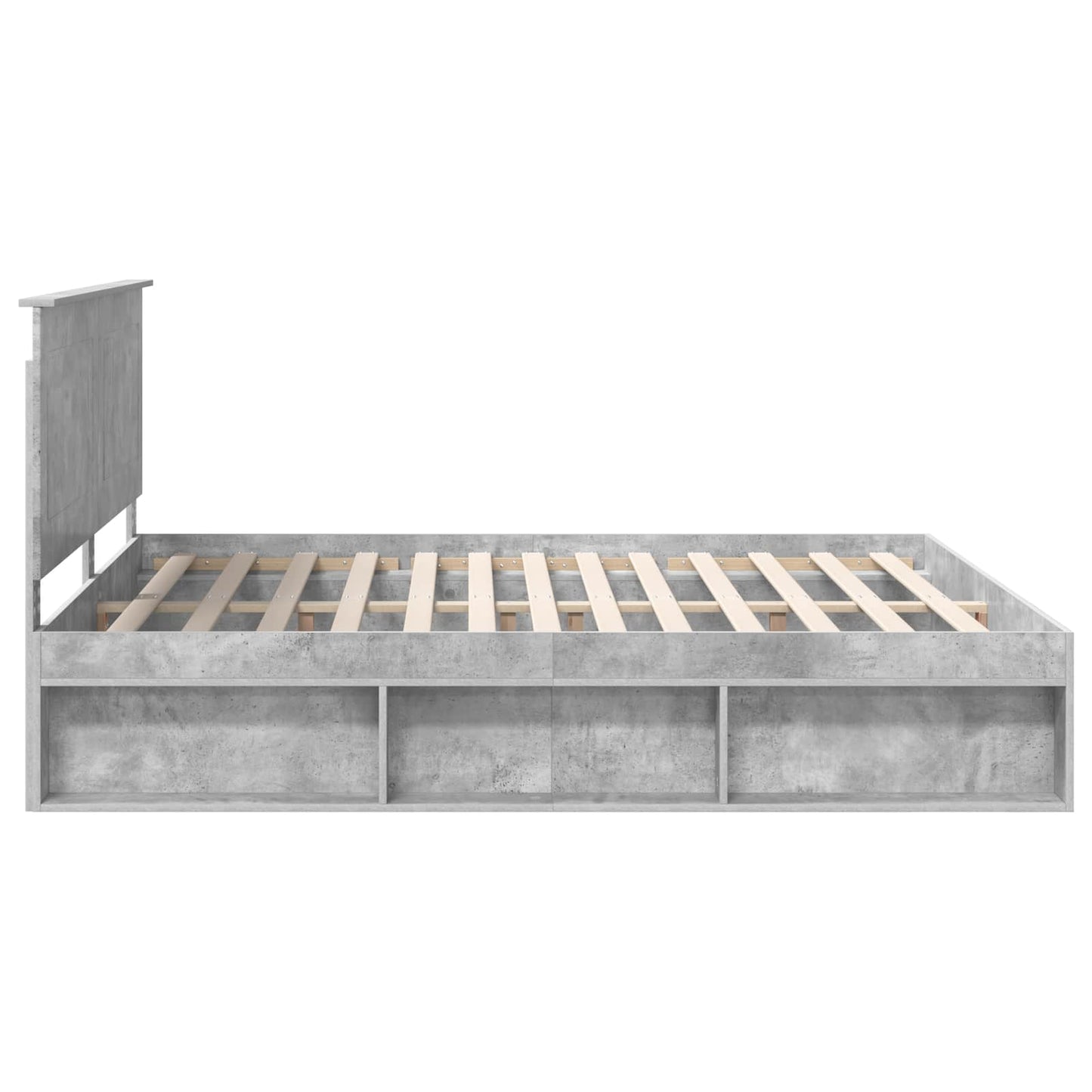 Sengestamme med hodegjerde Betong 180 x 200 cm Massiv furu