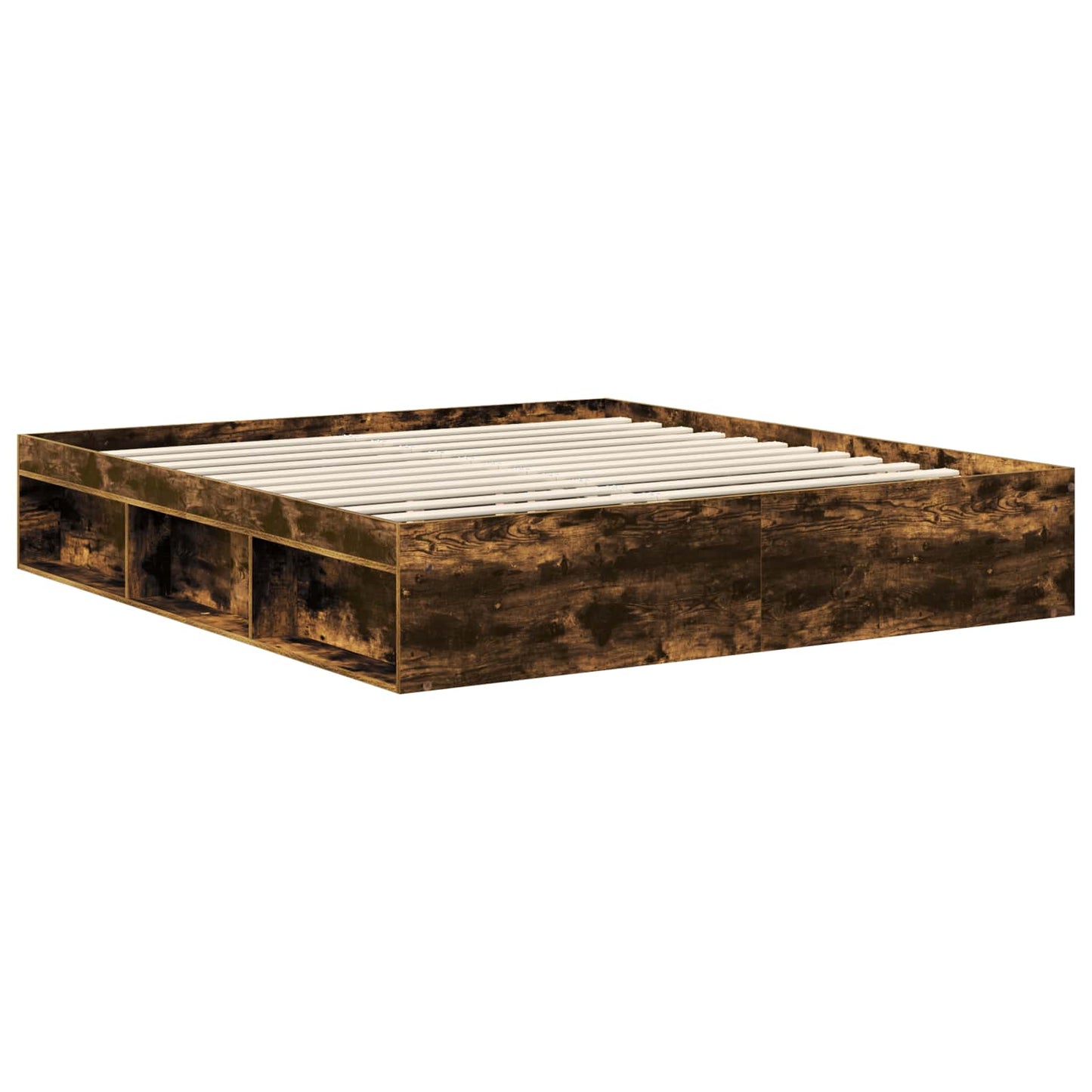Sengestamme med hodegjerde Røkt eik 180 x 200 cm Massiv furu