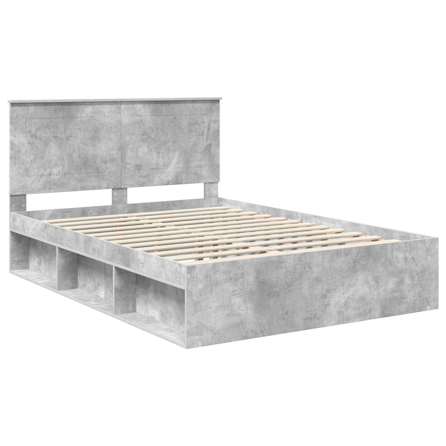 Sengestamme med hodegjerde Betong 160 x 200 cm Massiv furu