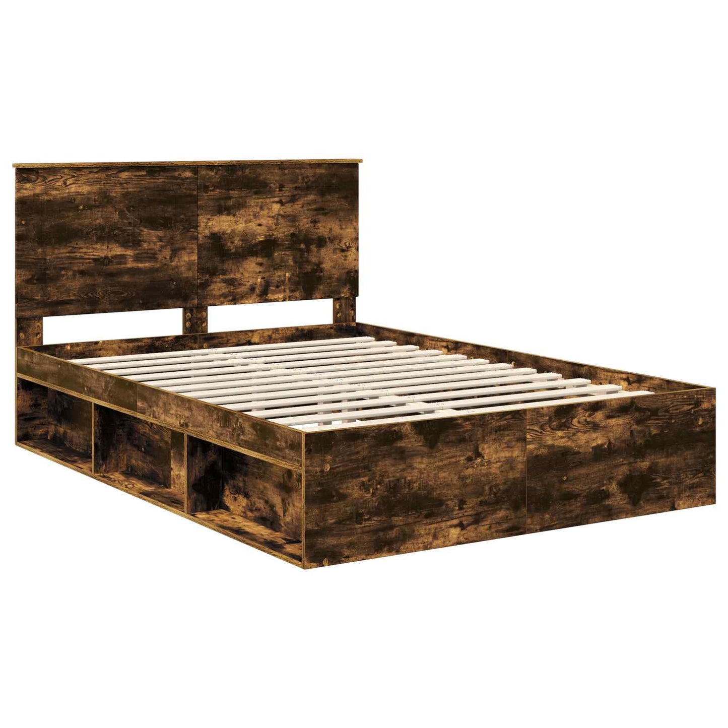 Sengestamme med skuff Røkt eik 150 x 200 cm Massiv furu