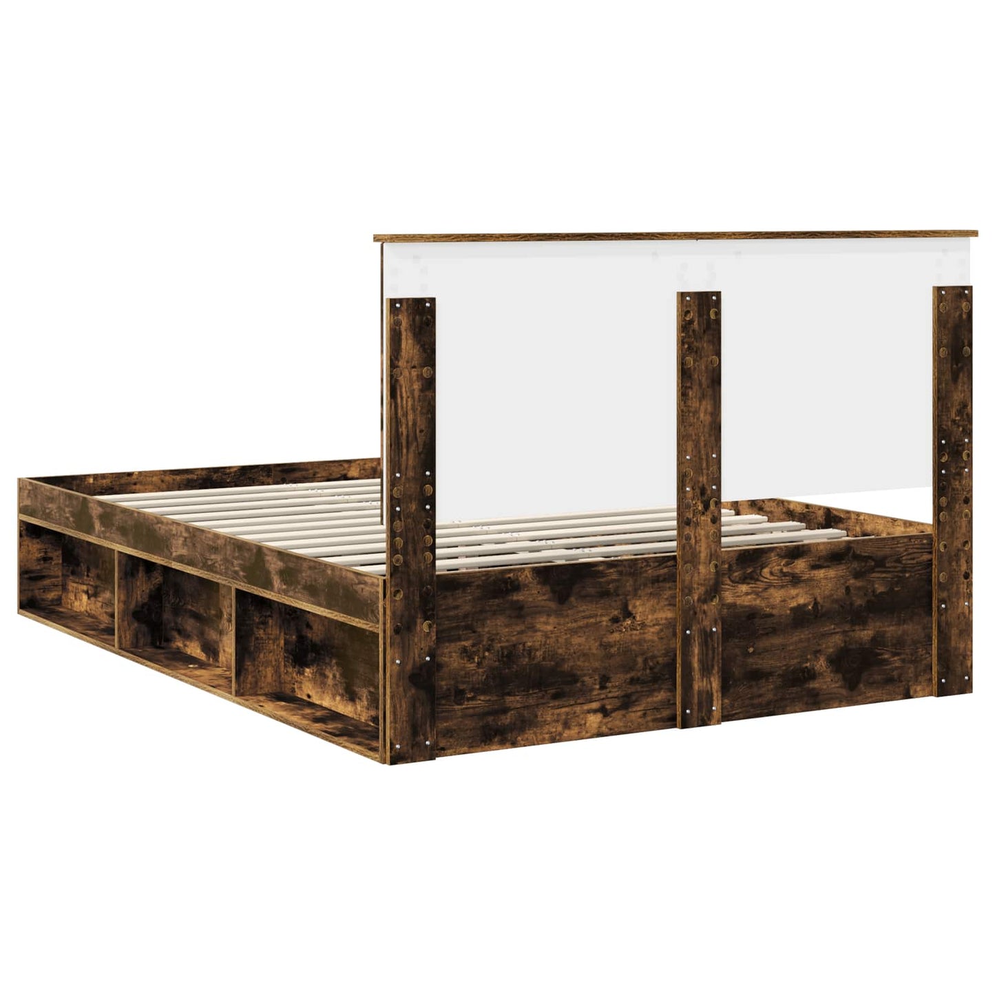 Sengestamme med skuff Røkt eik 150 x 200 cm Massiv furu