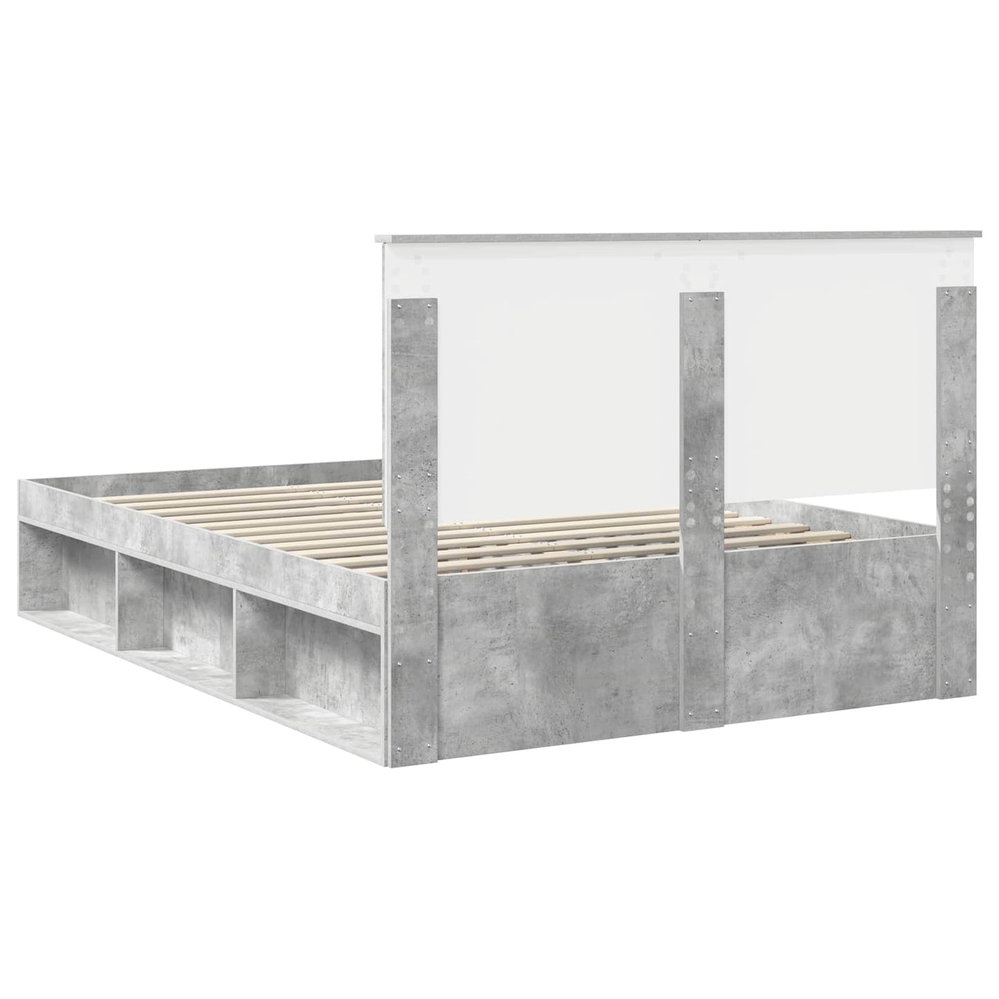 Sengestamme med hodegjerde Betong 140 x 190 cm Massiv furu