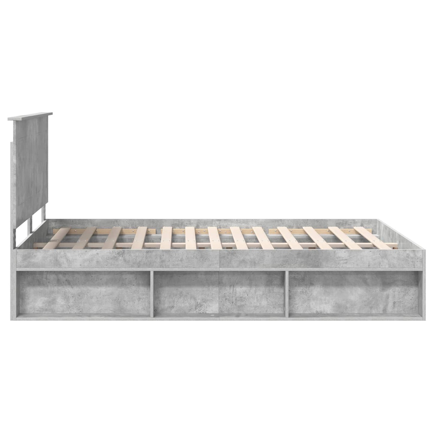 Sengestamme med hodegjerde Betong 140 x 190 cm Massiv furu