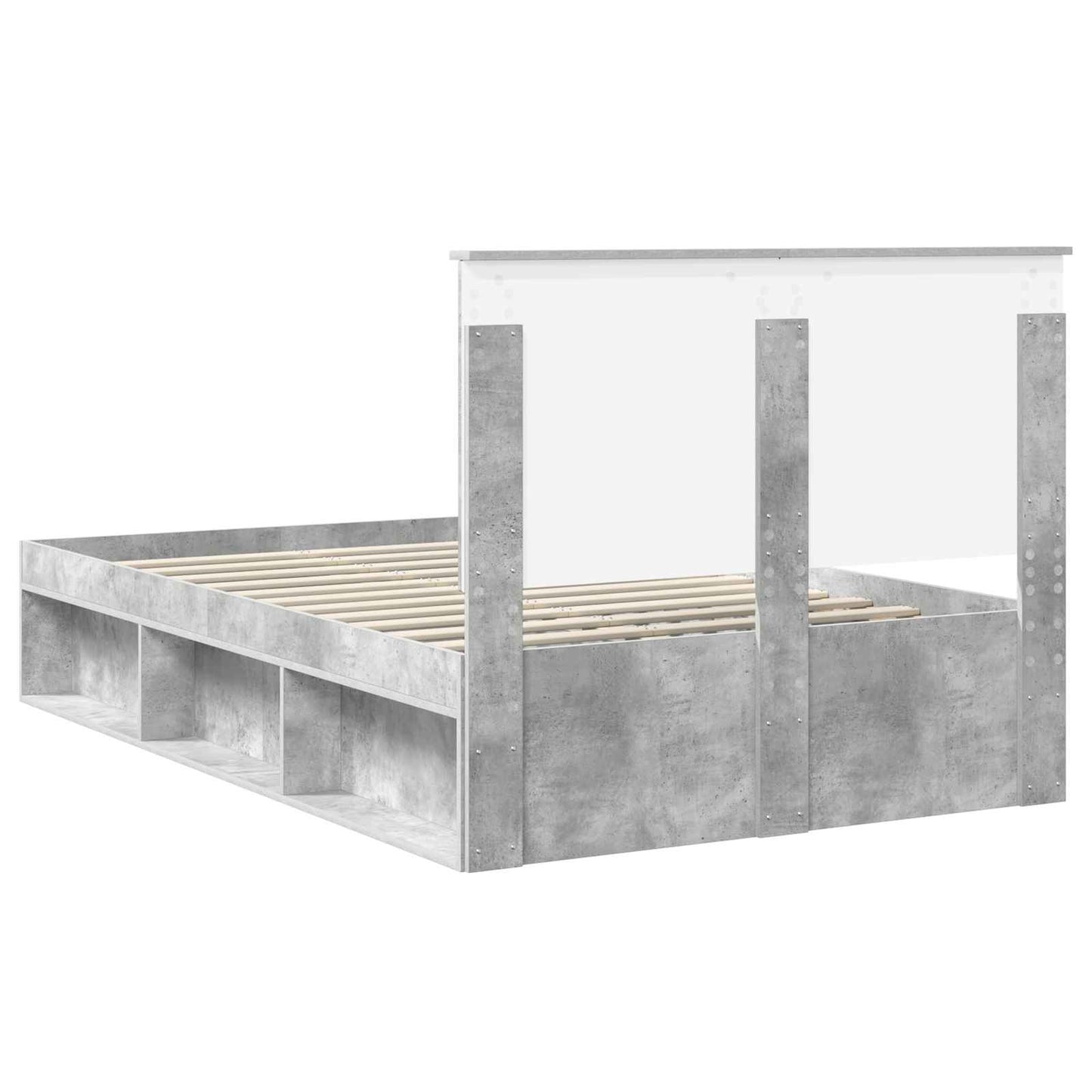 Sengestamme med hodegjerde Betong 120 x 200 cm Massiv furu