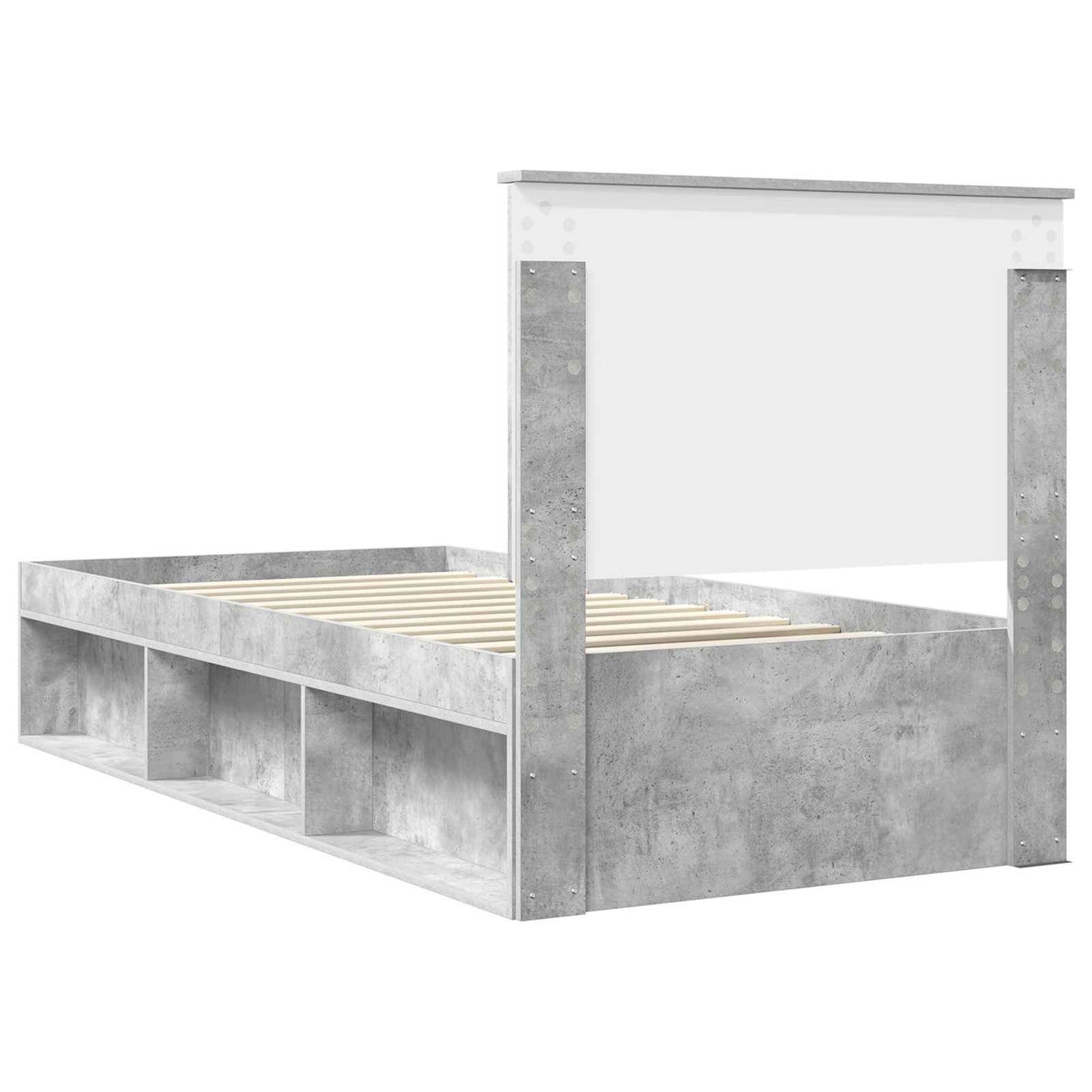 Sengestamme med hodegjerde Betonggrå 100 x 200 cm Massiv furu
