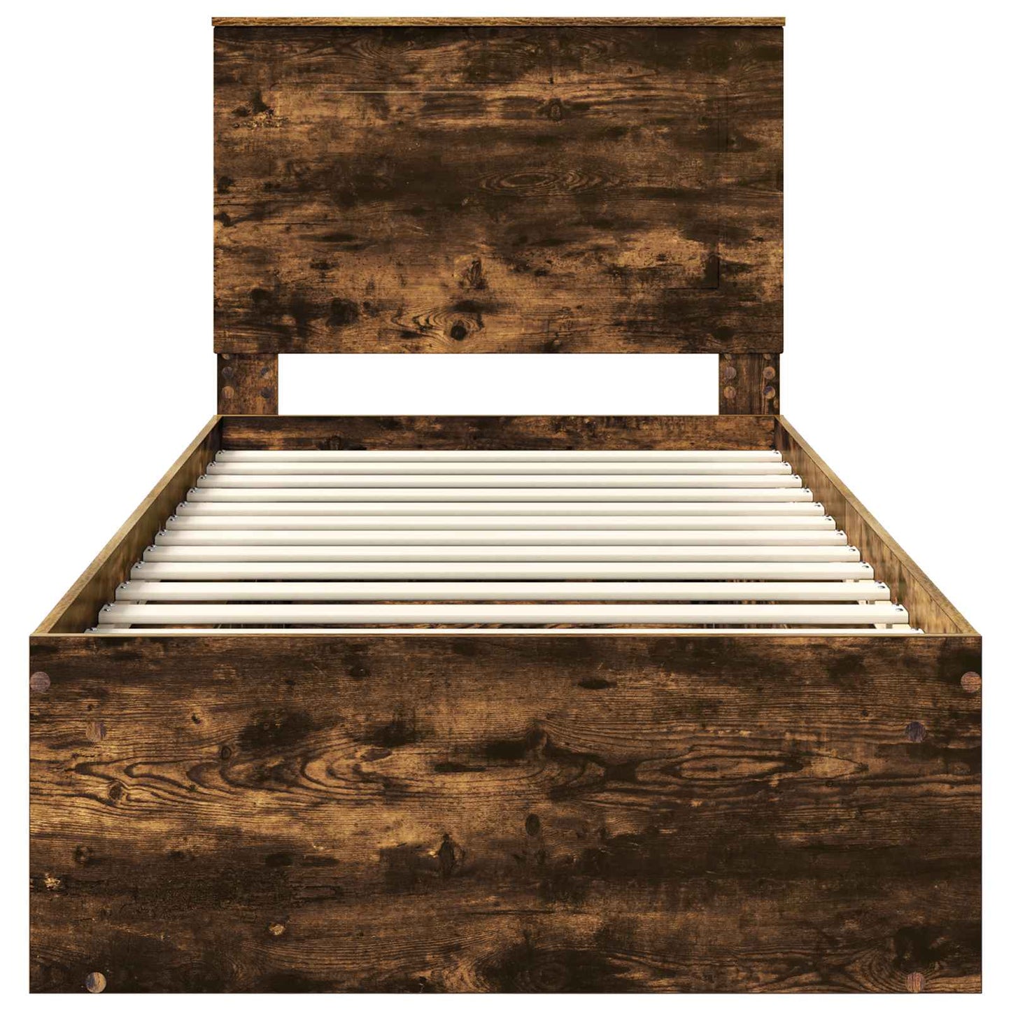 Sengestamme med hodegjerde Røkt eik 90 x 200 cm Massiv furu