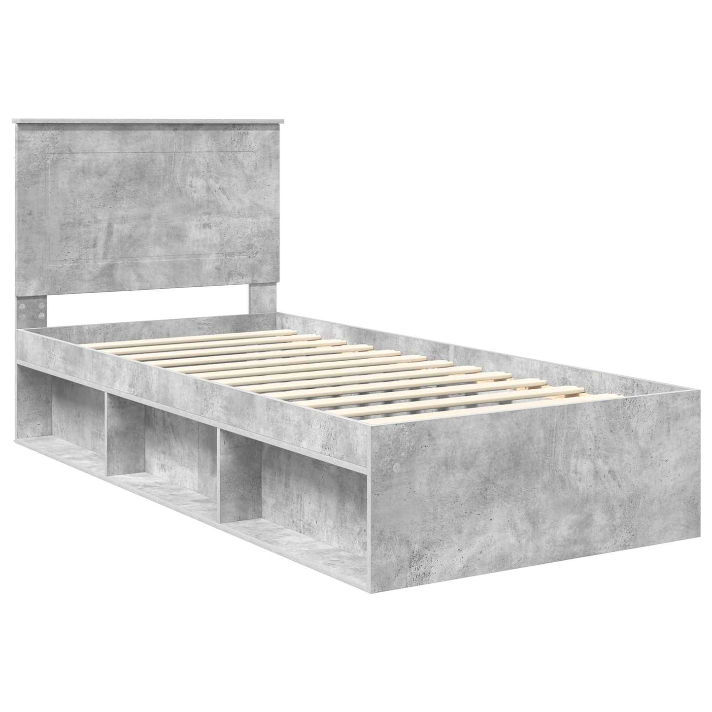 Sengestamme med hodegjerde Betonggrå 75 x 190 cm Massiv furu