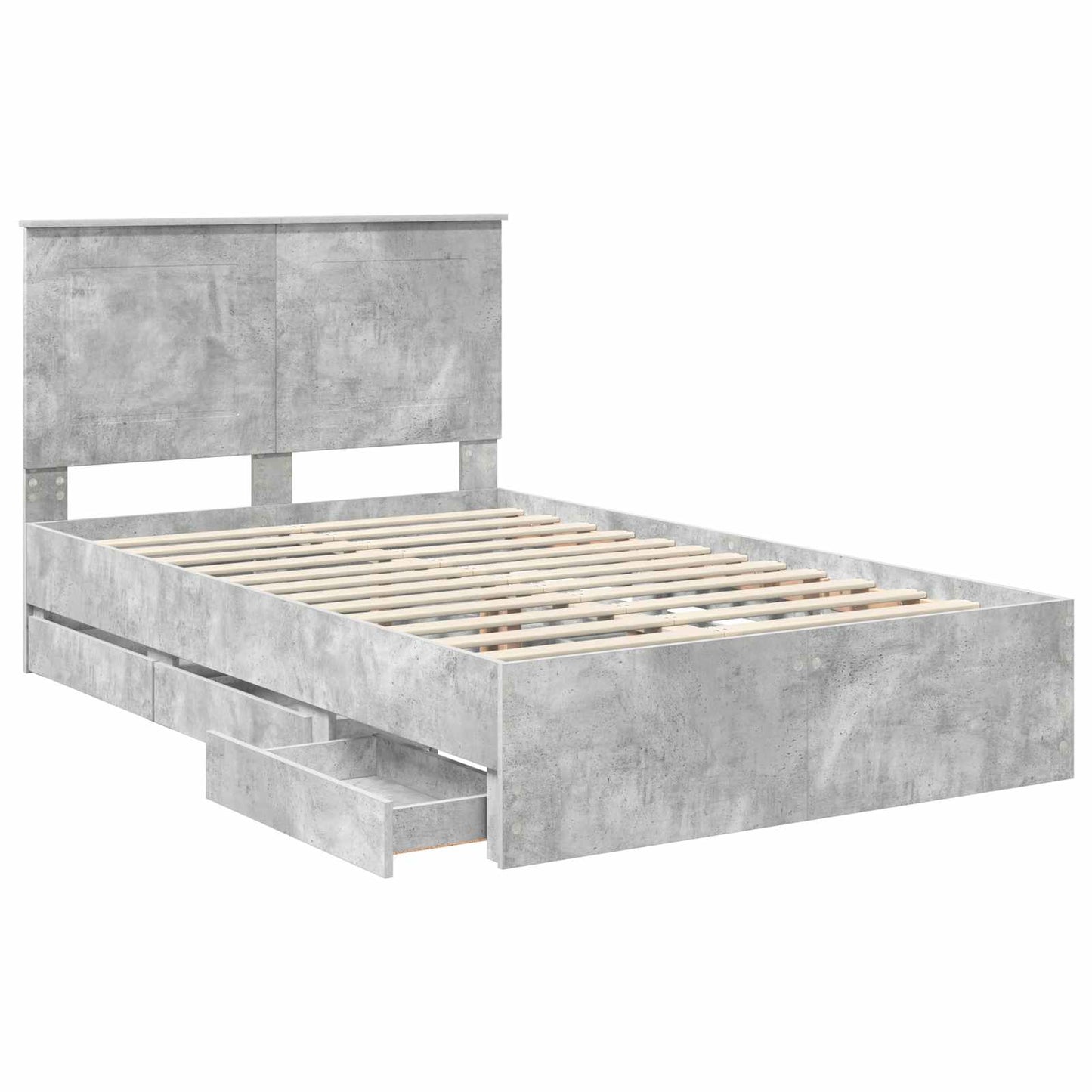 Sengestamme med skuff Betonggrå 135 x 190 cm Ingeniørtre