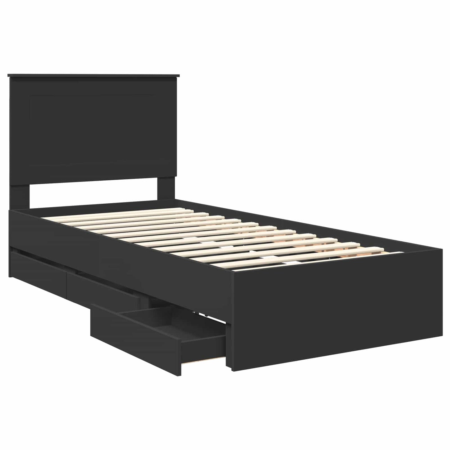 Sengestamme med skuff Svart 100 x 200 cm Ingeniørtre