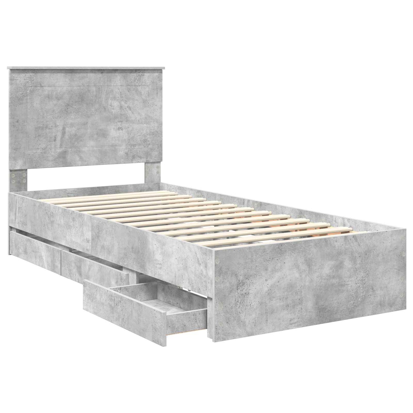 Sengestamme med skuff Betonggrå 90 x 190 cm Ingeniørtre